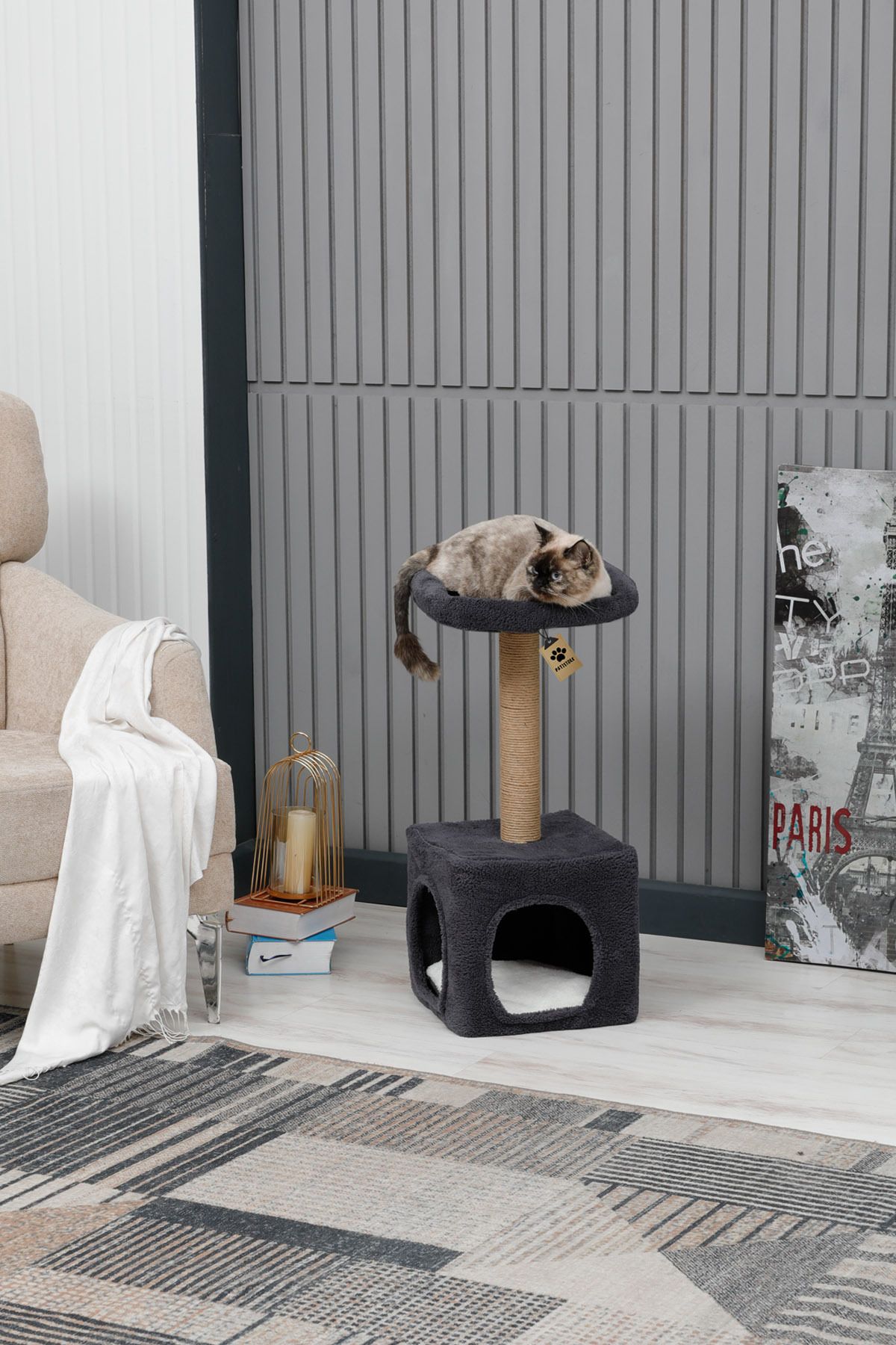 Pati Store Kedi Tırmalama , Kedi Evi , Kedi Oyun Evi , Yataklı Kedi Evi - Bodrum