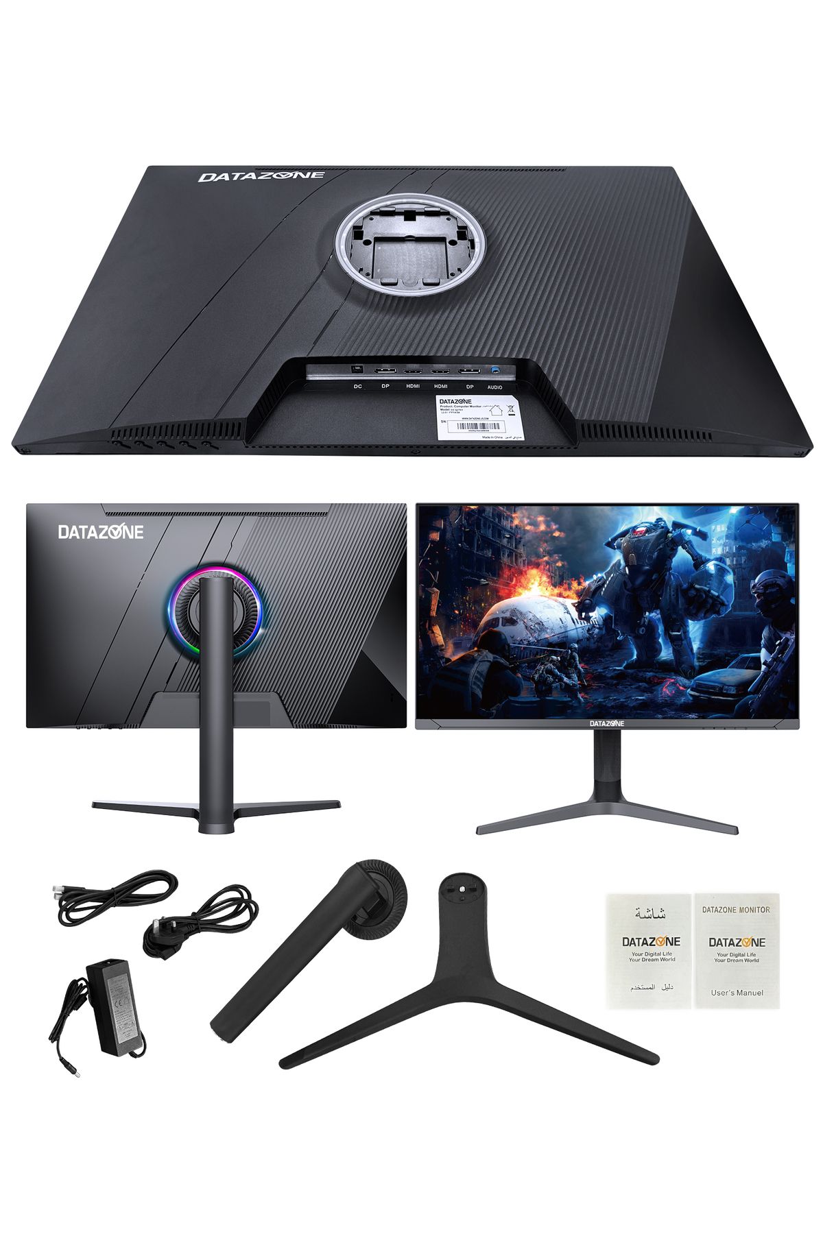 Datazone-27" 2K IPS Gaming Monitor, 165Hz, 1ms, FreeSync, HDR, RGB Backlight, 96% sRGB, Vertical Rotate 5