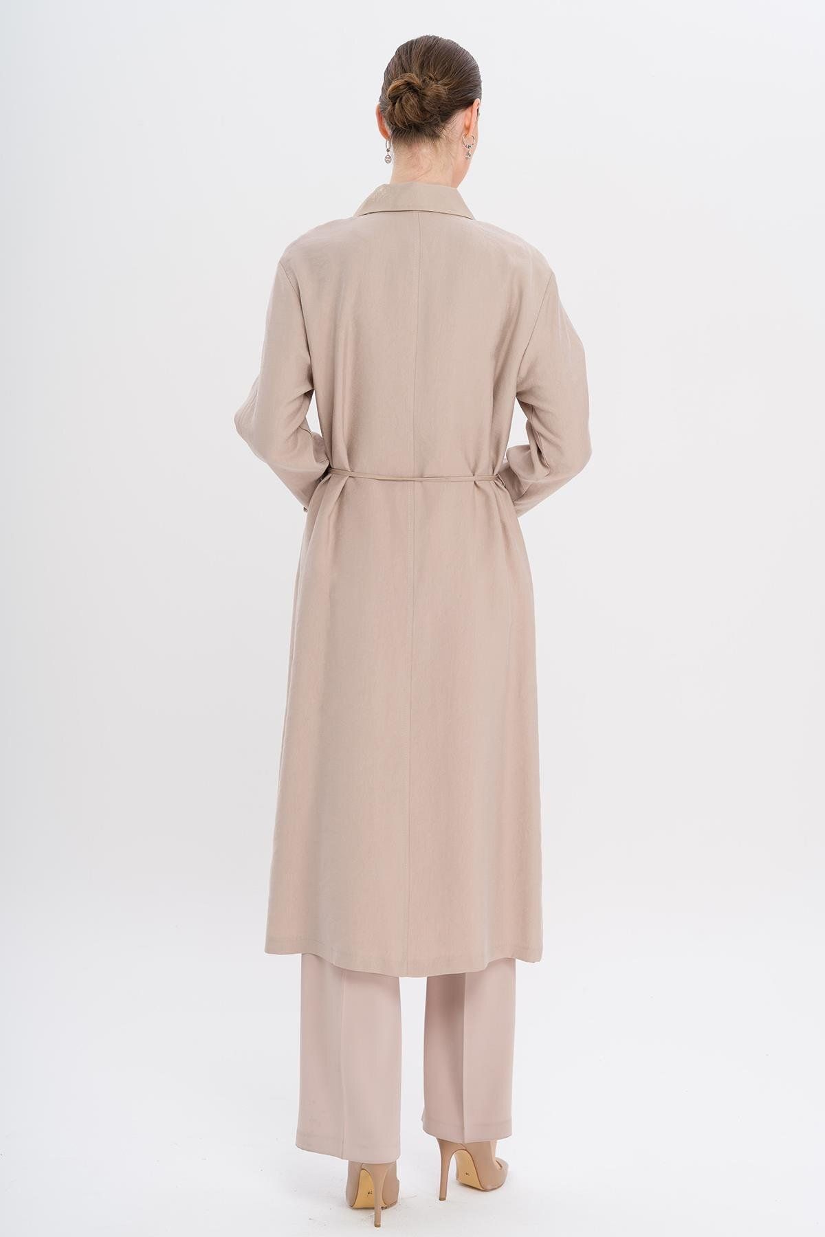 Olcay-Unlined Modal Cap with Beaded Collar and Drawstring Detail Stone 6751 7