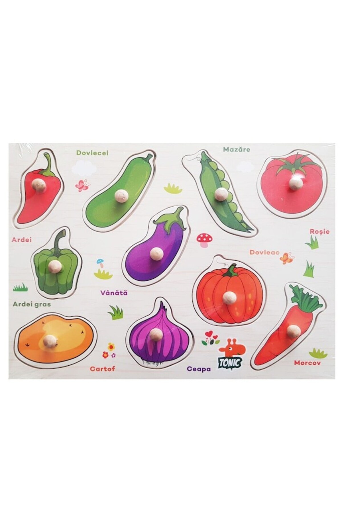 Picodino-Set puzzle lemn, 5 tablite incastru in limba romana, 49 piese, eduBebe, M1-113SET 4