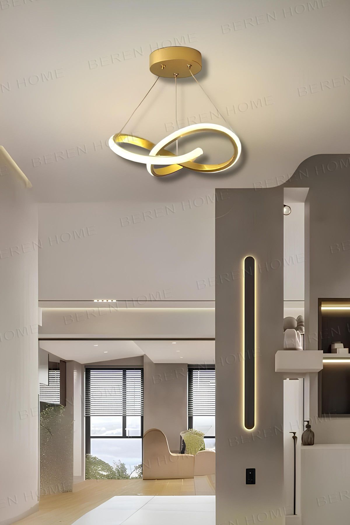 BEREN HOME Quin Eskitme Tek Renk Modern Sarkıt Led Avize