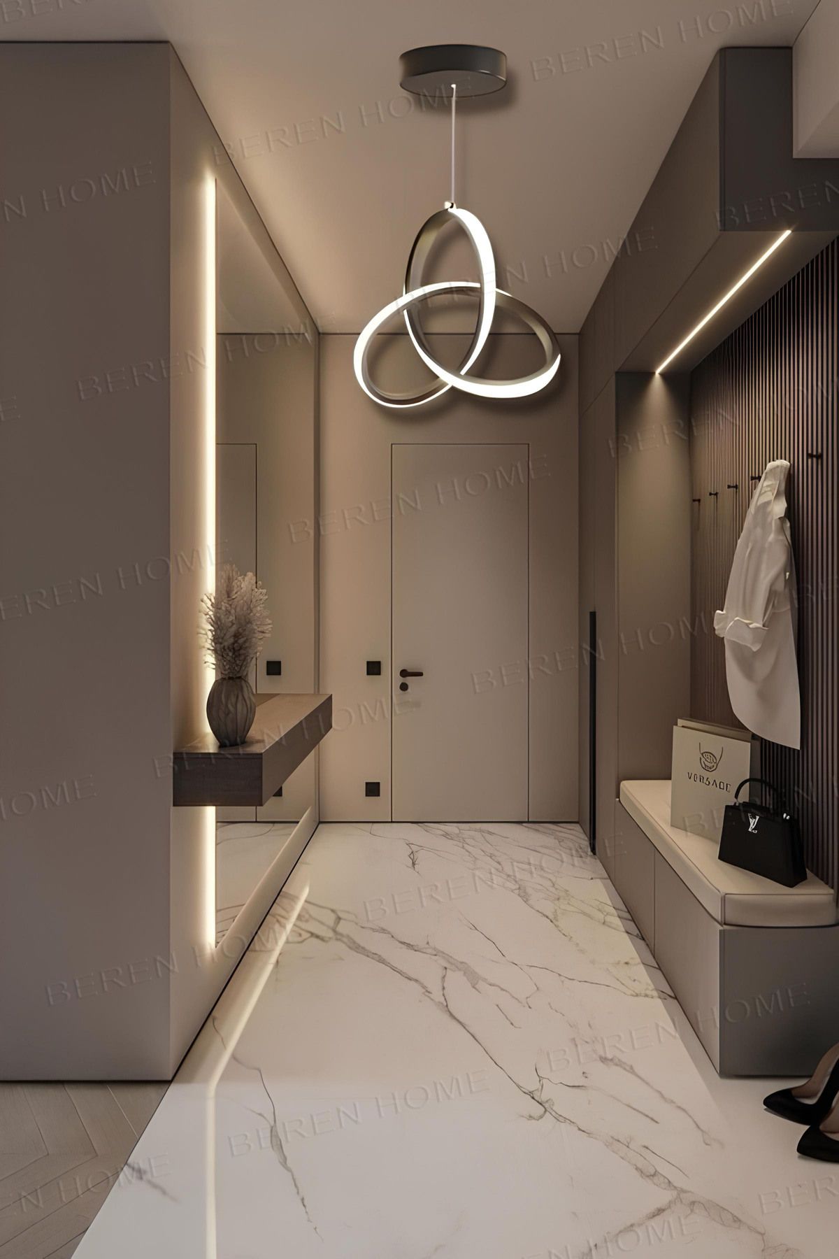 BEREN HOME Alex Black Tek Renk Modern Sarkıt Led Avize