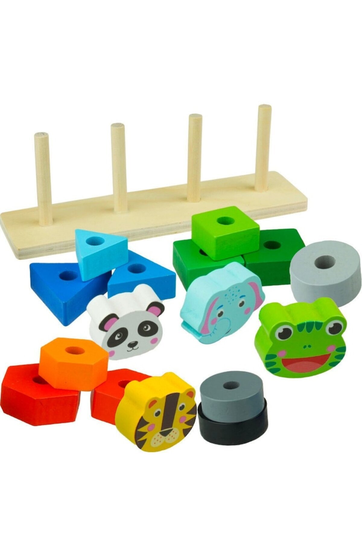 Picodino-Wooden stacking shapes game with 4 pyramids and animals - Aletru 3