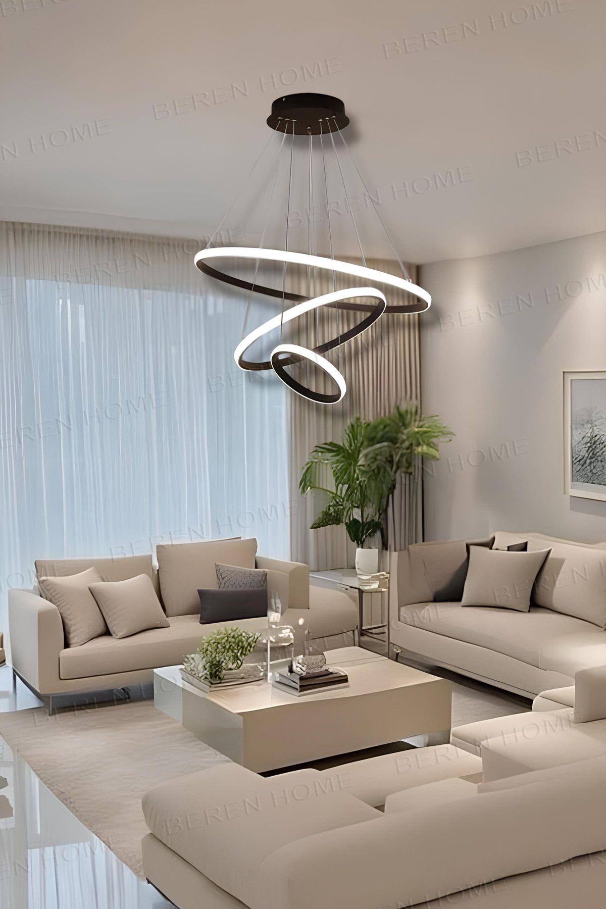 BEREN HOME Tanya3 Tek Renk Modern Sarkıt Led Avize