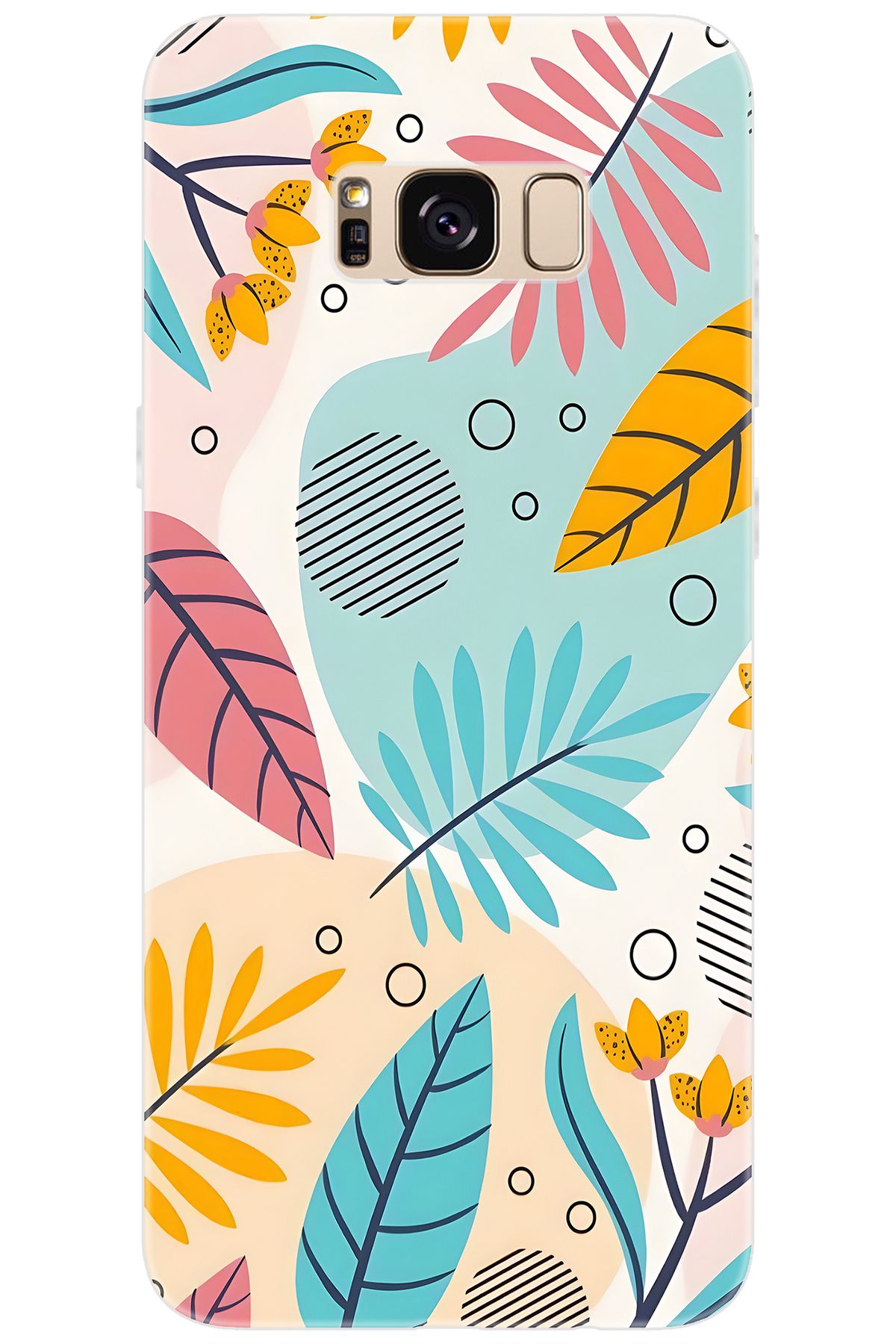 Ceppare Samsung Galaxy S8 PLUS (SM-G955F) Uyumlu Kılıf Desenli Silikon Renkli Yapraklar STK:643 CP-HvKu5sb