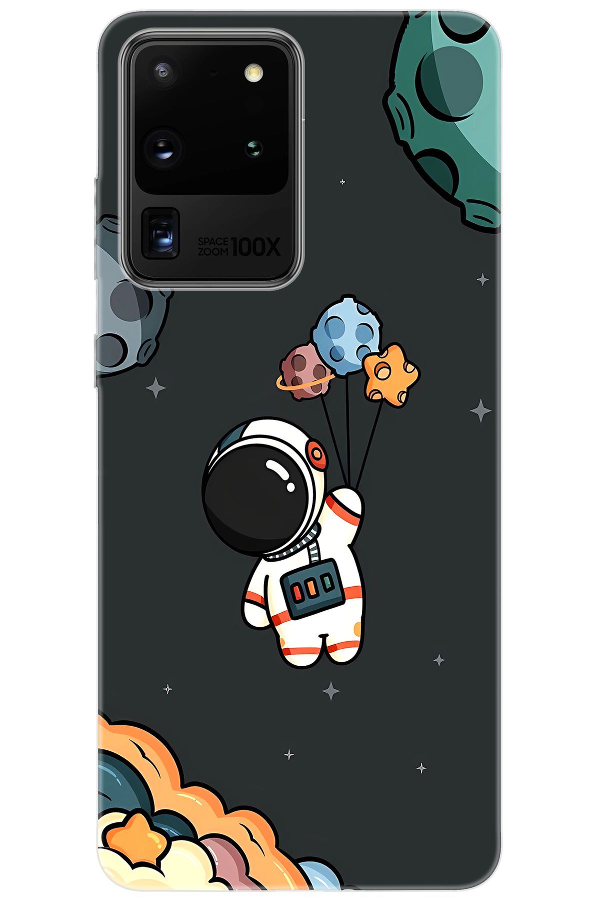Ceppare Samsung Galaxy S20 ULTRA (SM-G988B) Uyumlu Kılıf Desen Baskılı Silikon Astronot STK:628 CP-ue5CUbQ