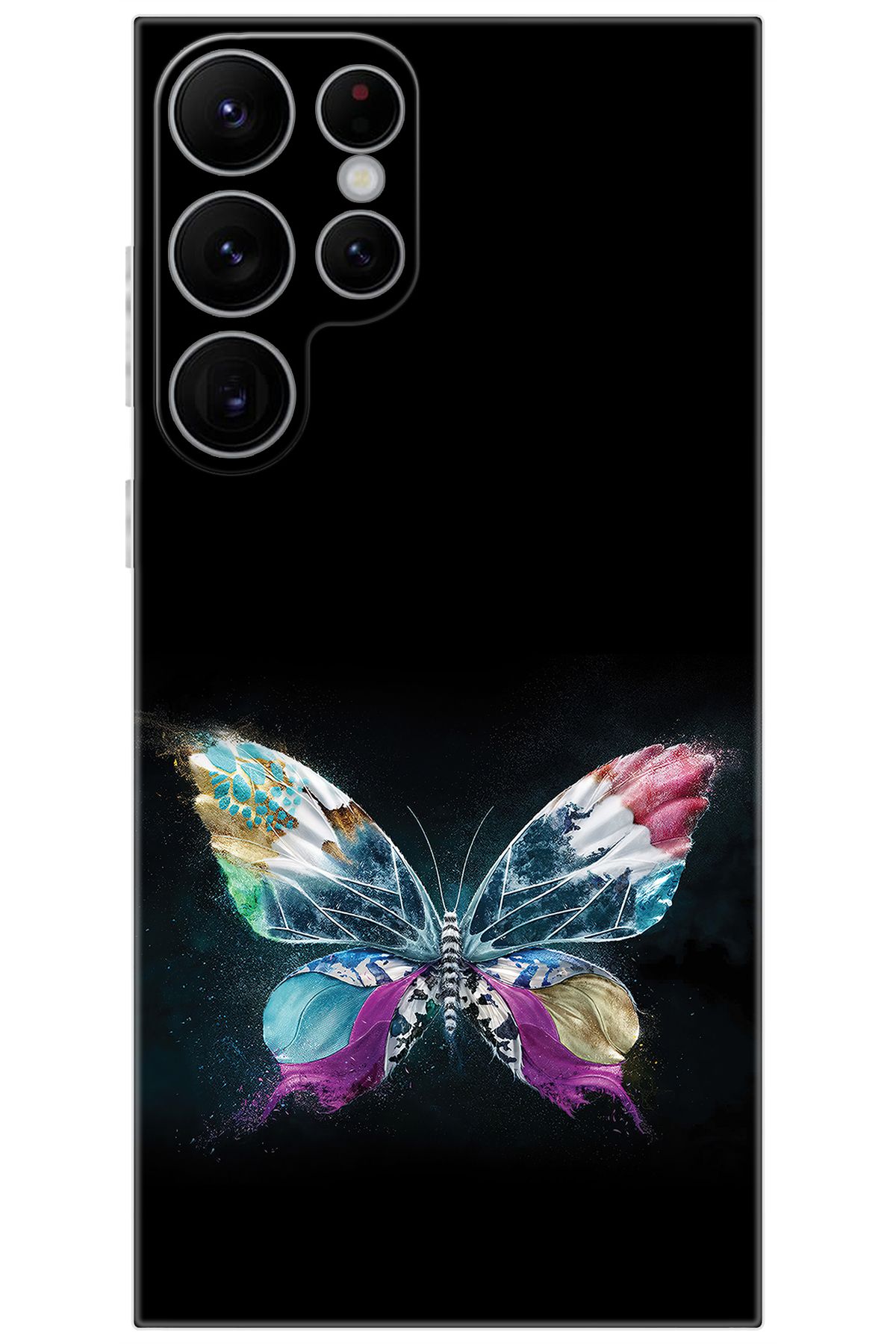Ceppare Samsung Galaxy S22 ULTRA (SM-S908E) Uyumlu Kılıf Desen Baskı Silikon Kelebek Resim STK548 CP-vbQxY6u