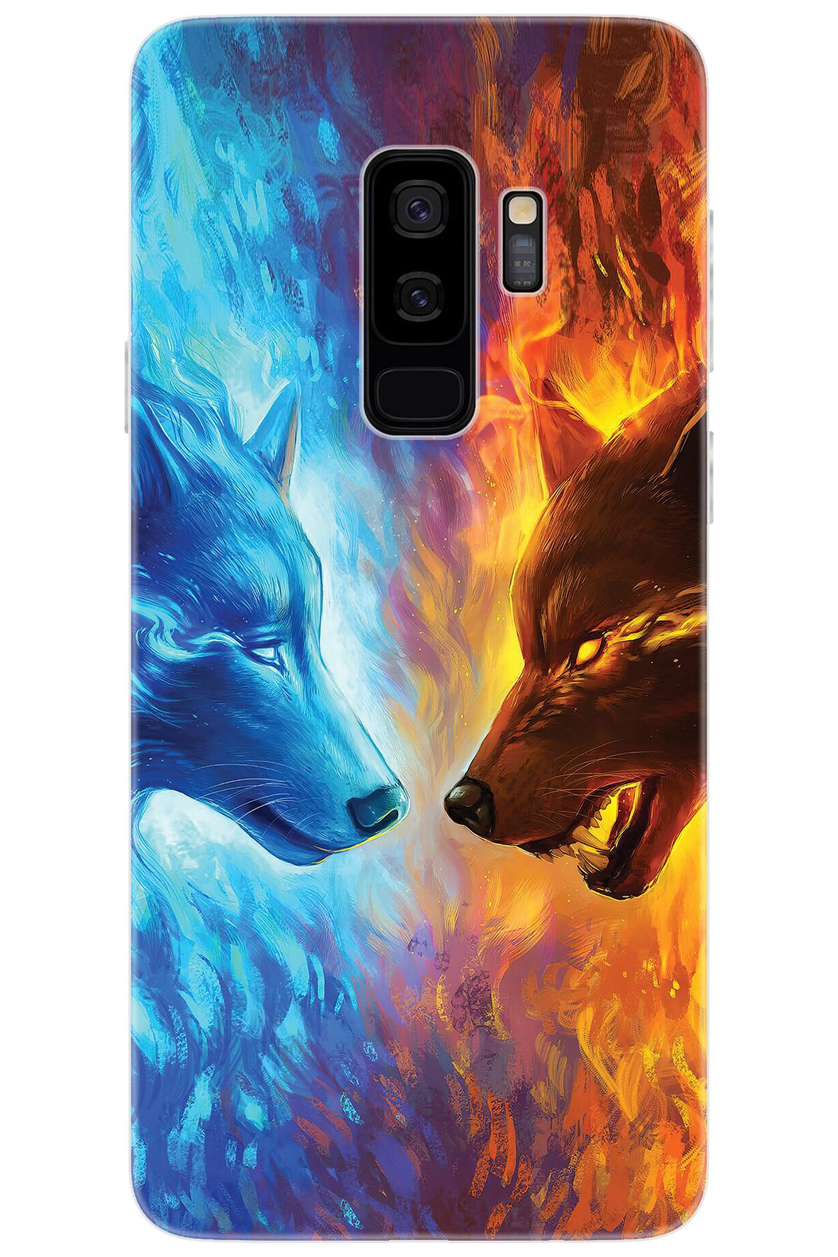 Ceppare Samsung Galaxy S9 PLUS (SM-G965F) Uyumlu Kılıf Desenli Silikon Alev ve Kurtlar STK:489 CP-XKzfuKS