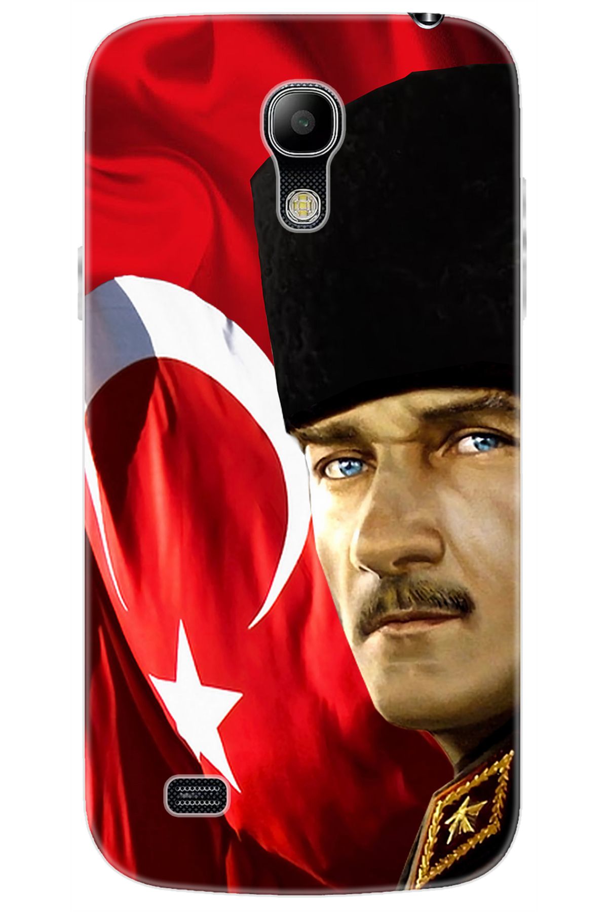 Ceppare Samsung Galaxy S4 Mini (GT-I9190) Uyumlu Kılıf Silikon Atatürk ve Türk Bayrağı STK:726 CP-35MV6qp