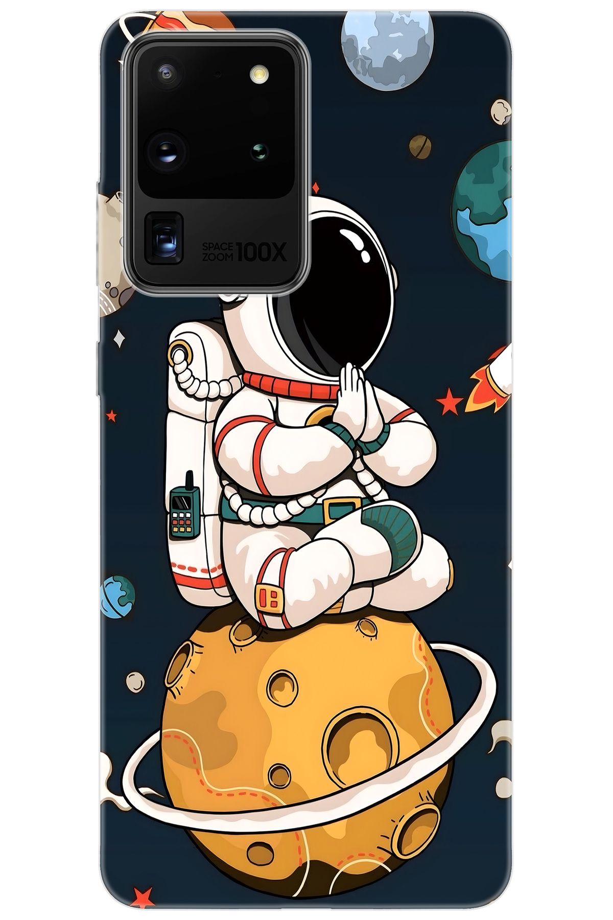 Ceppare Samsung Galaxy S20 ULTRA (SM-G988B) Uyumlu Kılıf Desen Baskılı Silikon Astronot STK:695 CP-hkHvgIp