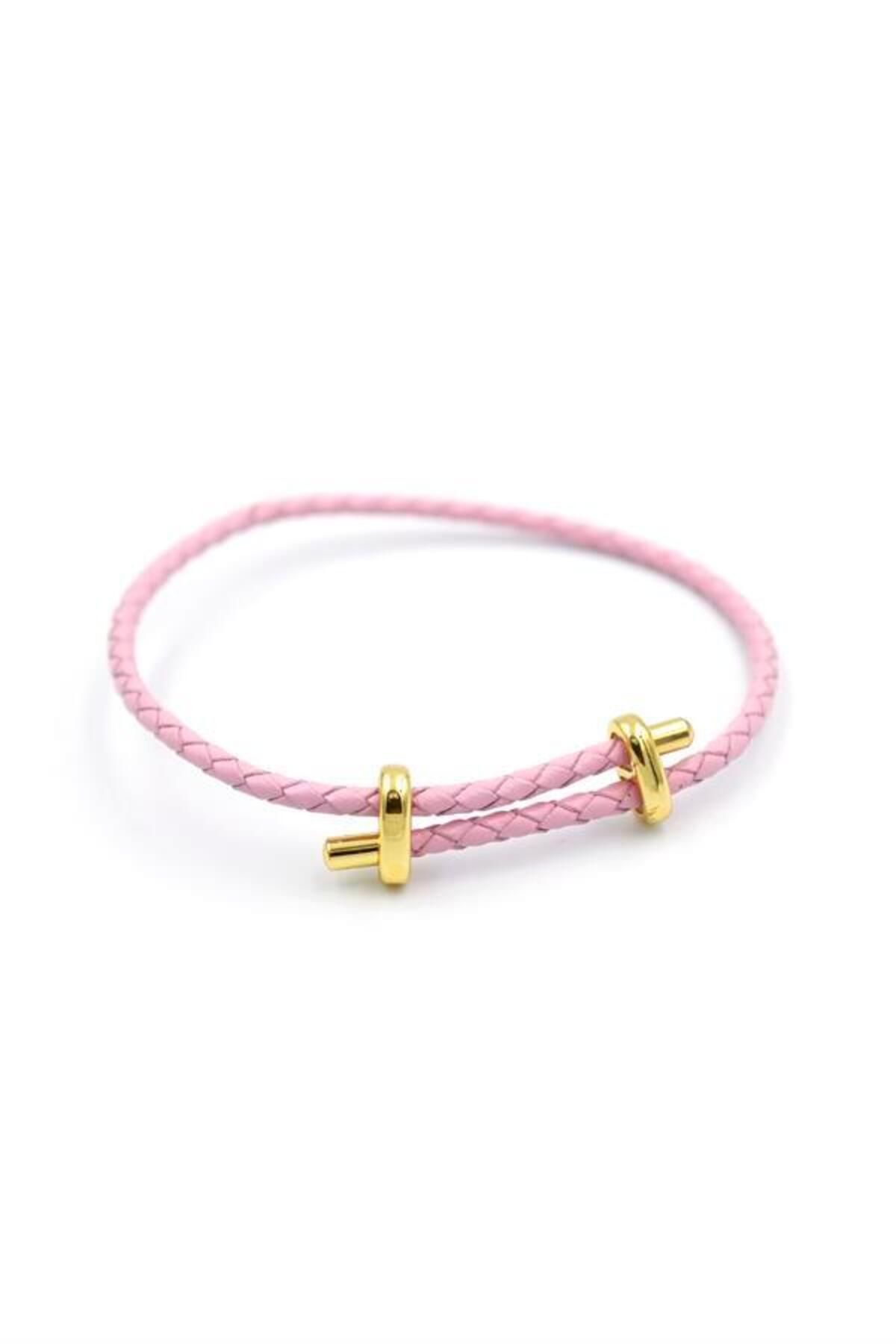 Royaleks Deri Hasır Bileklik - Pembe