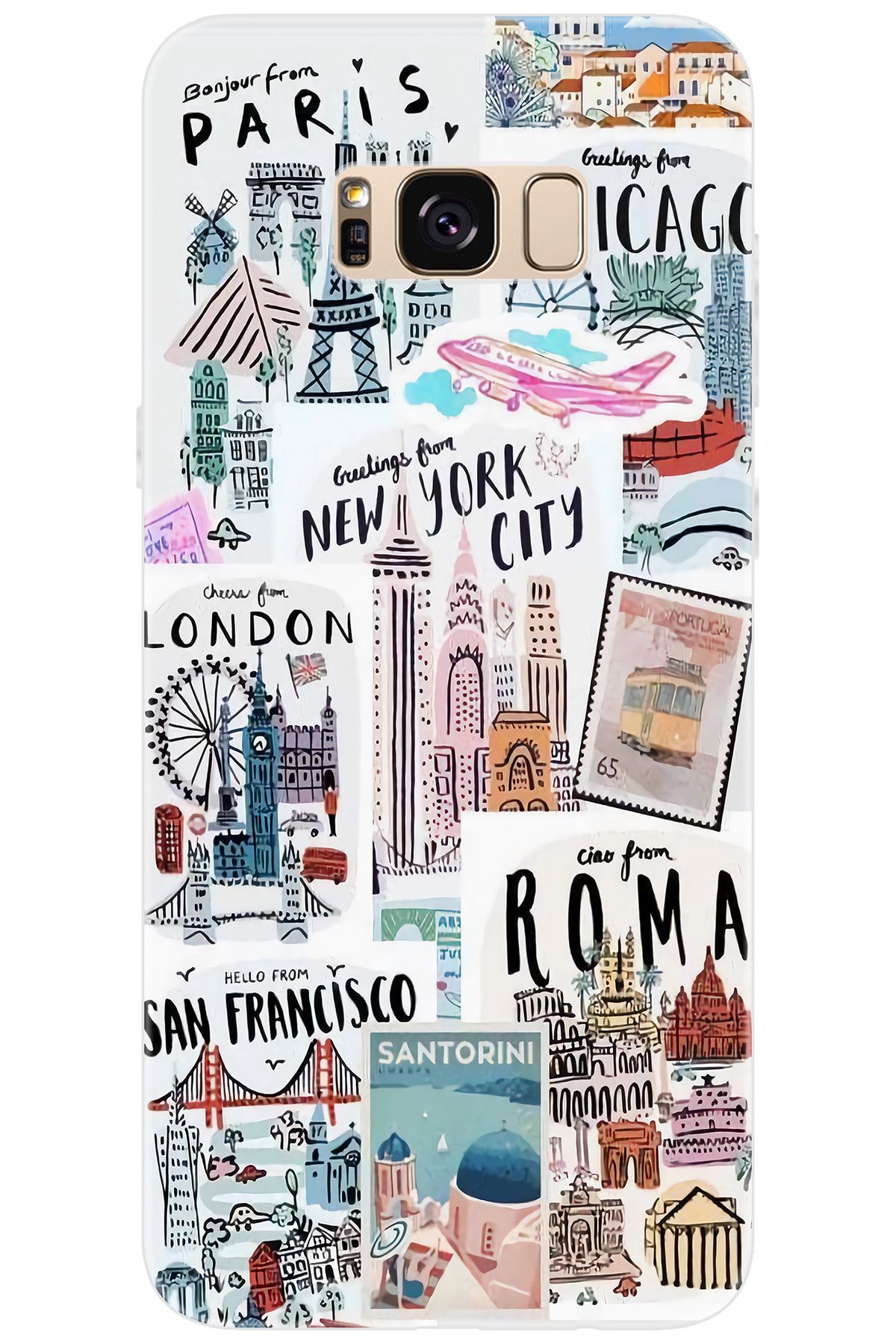 Ceppare Samsung Galaxy S8 PLUS (SM-G955F) Uyumlu Kılıf Desen Silikon Newyork Roma London STK:624 CP-ihFhTlP
