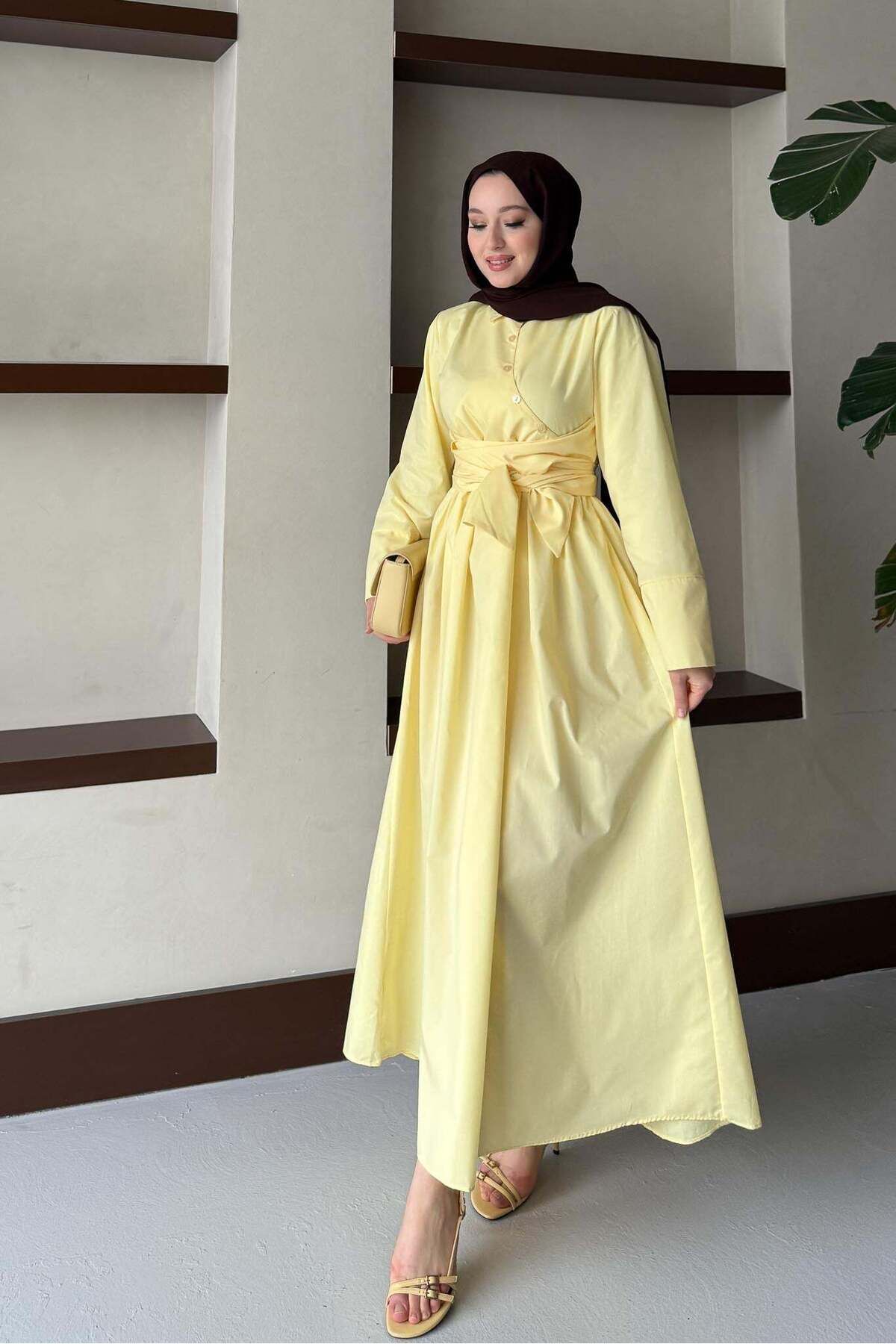 Rimel Moda Pamella Elbise Sarı