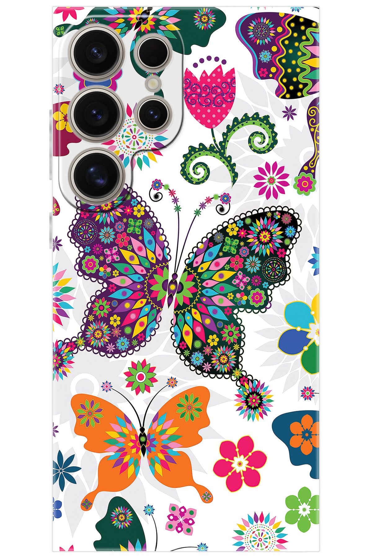 Ceppare Samsung Galaxy S24 ULTRA (SM-S928B) Uyumlu Kılıf Desenli Silikon Renkli Kelebekler STK541 CP-YtvsVxz