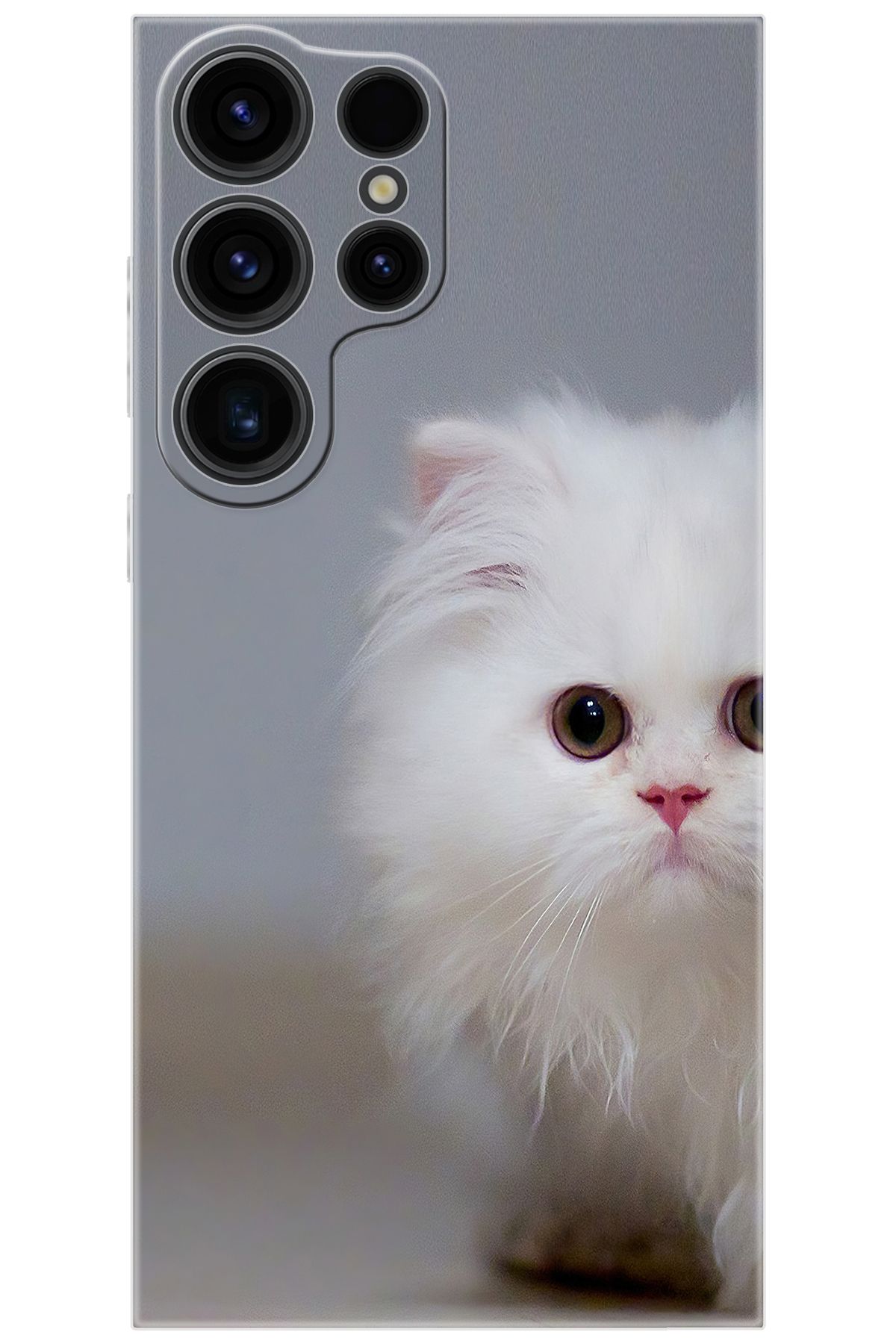 Ceppare Samsung Galaxy S23 ULTRA (SM-S918B) Uyumlu Kılıf Desen Baskılı Silikon Beyaz Kedi STK:139 CP-Iv5n7qe