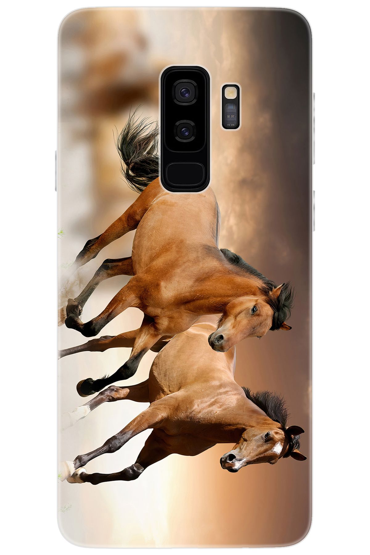 Ceppare Samsung Galaxy S9 PLUS (SM-G965F) Uyumlu Kılıf Desen Baskılı Silikon Kahve Atlar STK:176 CP-o4MUrAT