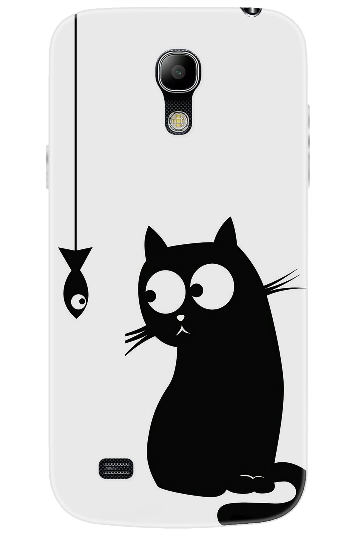 Ceppare Samsung Galaxy S4 Mini (GT-I9190) Uyumlu Kılıf Desen Baskı Silikon Balık ve Kedi STK:747 CP-eZSoTEt