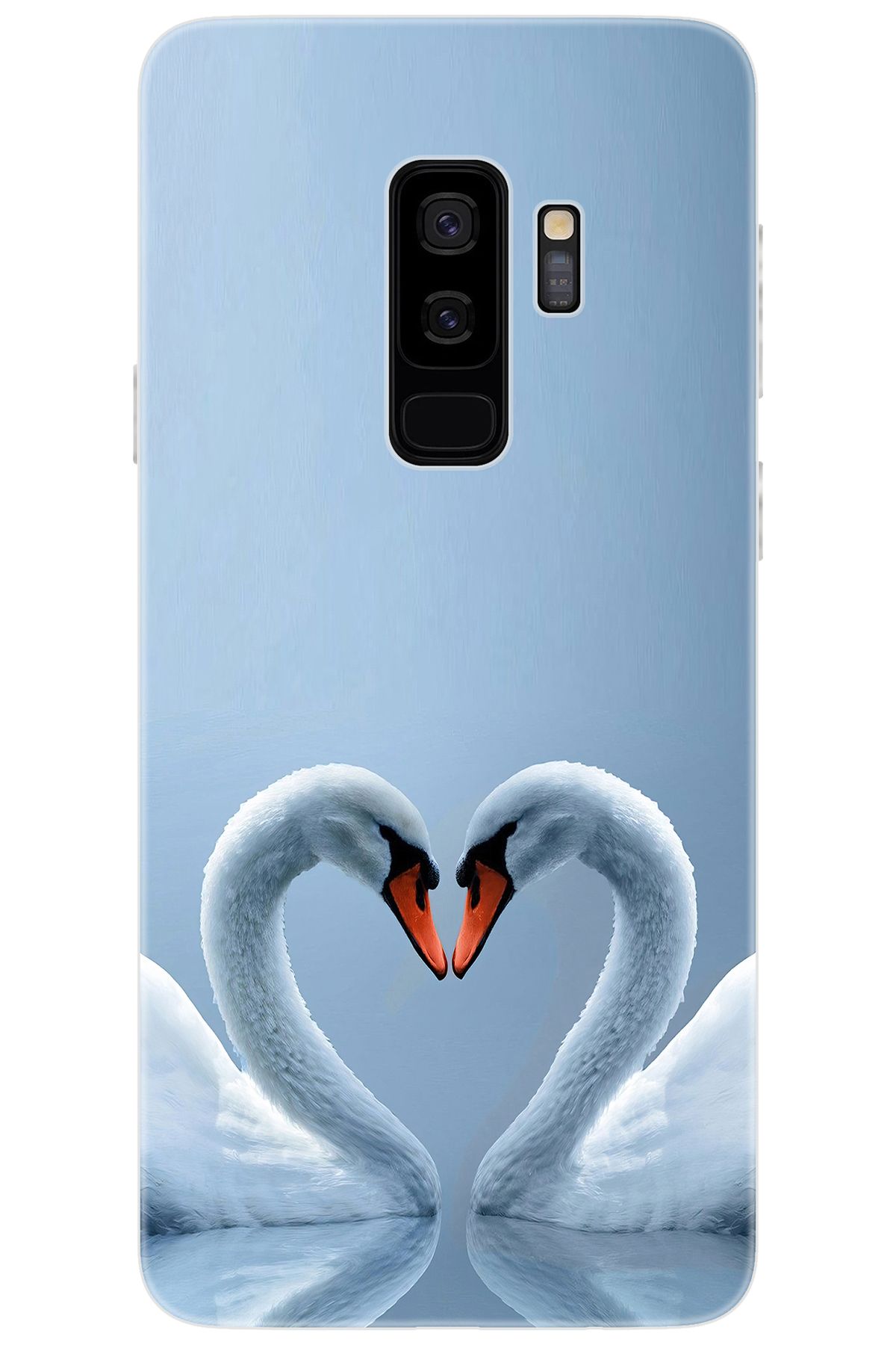 Ceppare Samsung Galaxy S9 PLUS (SM-G965F) Uyumlu Kılıf Desen Baskılı Silikon Kuğ ve Kalp STK:305 CP-kzPJMzN