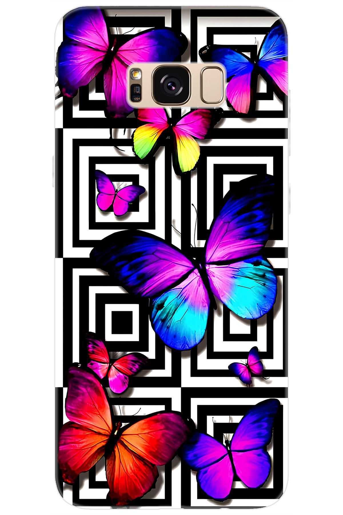 Ceppare Samsung Galaxy S8 PLUS (SM-G955F) Uyumlu Kılıf Desen Baskılı Silikon Kelebek STK:699 CP-73bJ0kD