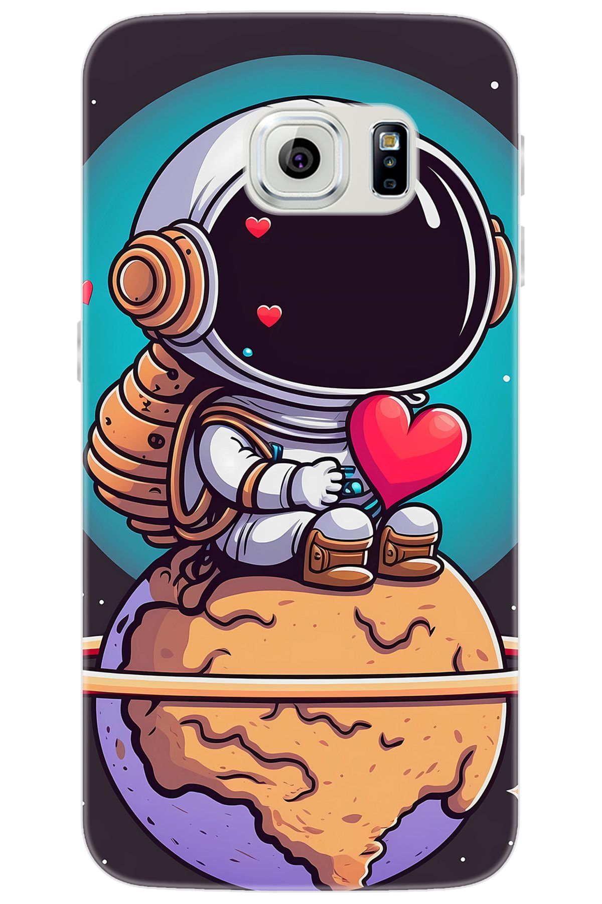 Ceppare Samsung Galaxy S6 EDGE (SM-G925F) Uyumlu Kılıf Desenli Silikon Astronot Serisi STK:1007 CP-pDnif5e