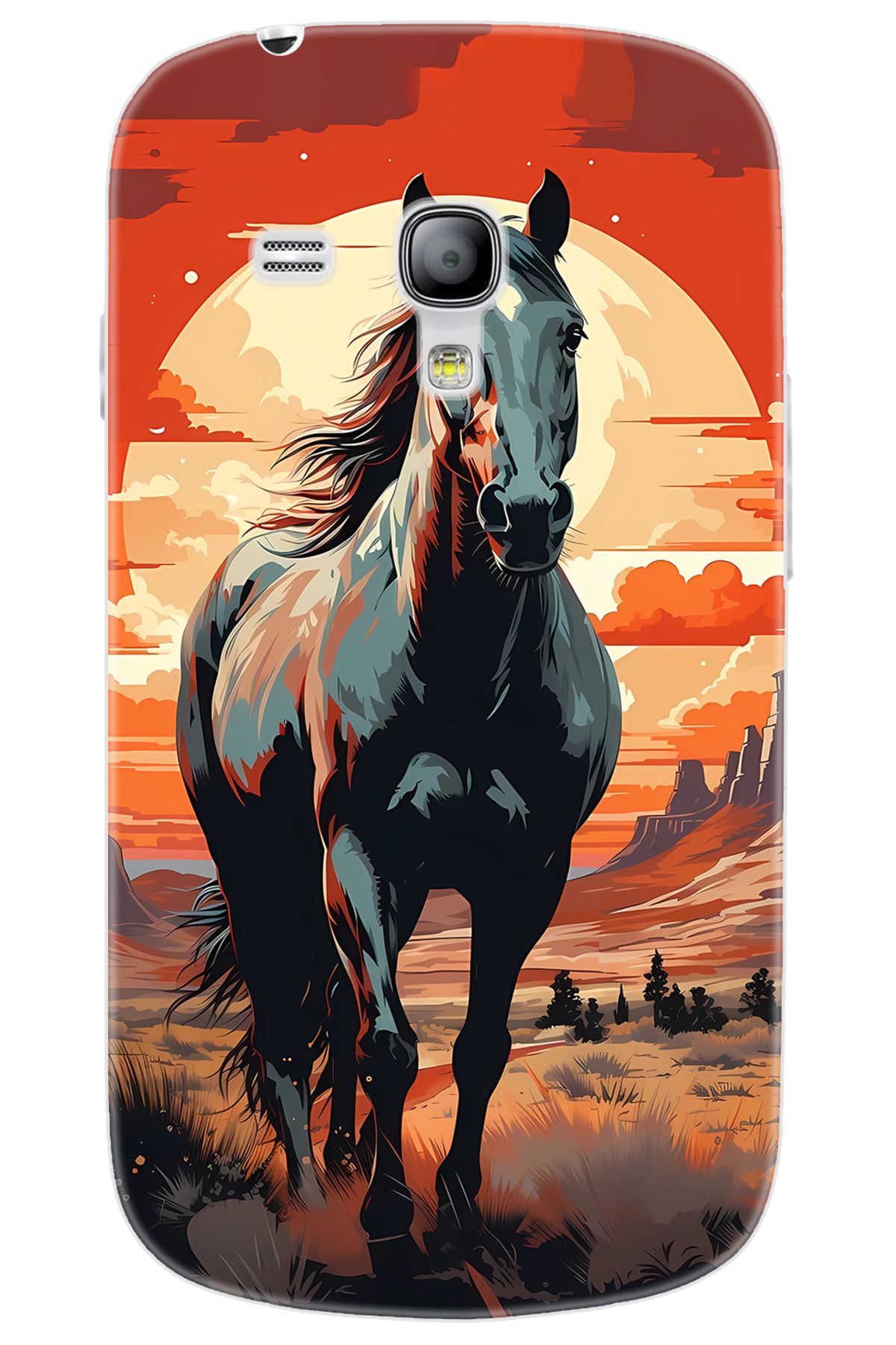 Ceppare Samsung Galaxy S3 Mini (GT-I8190) Uyumlu Kılıf Desen Baskılı Silikon Western Atı STK:655 CP-GoFpUbJ