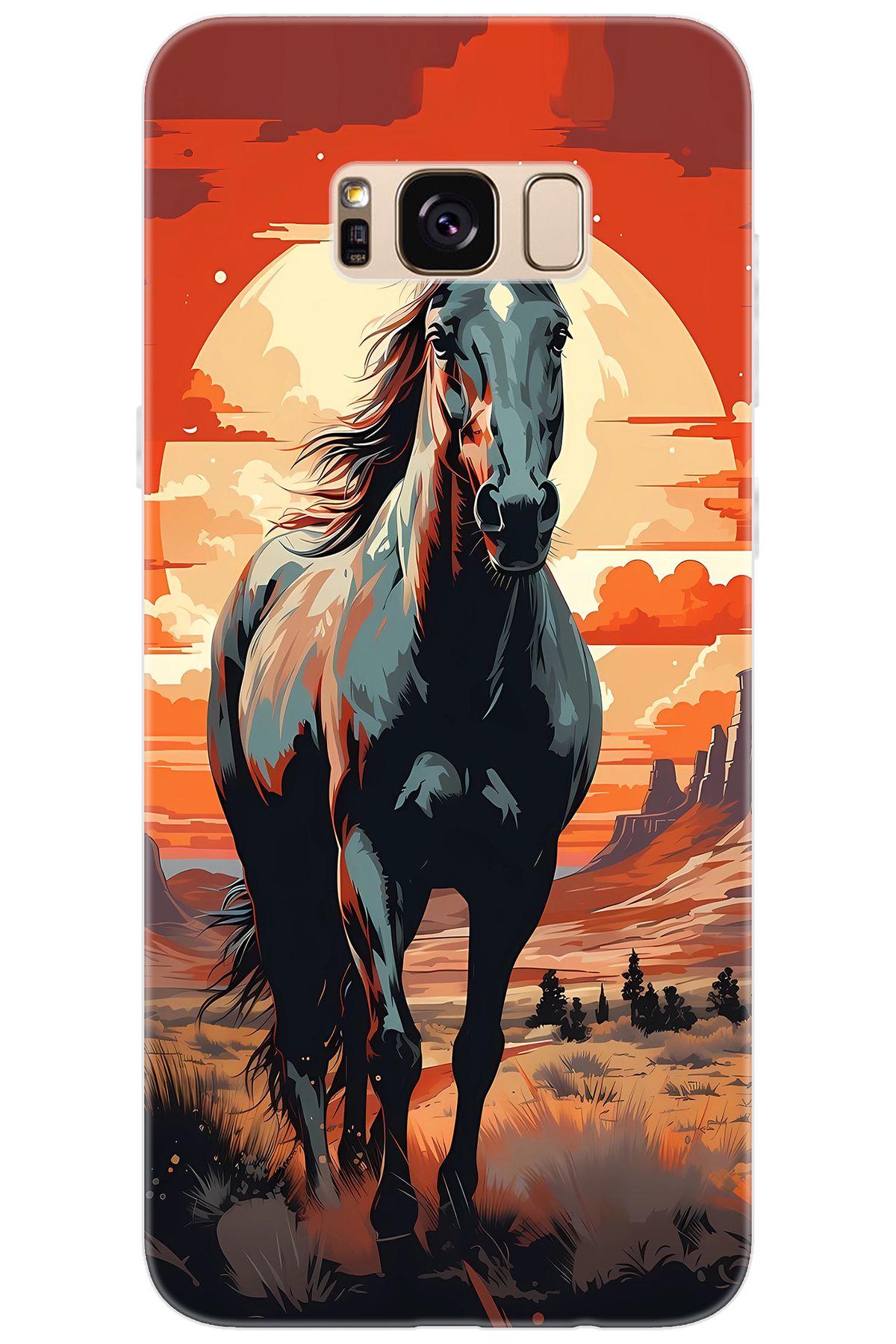 Ceppare Samsung Galaxy S8 PLUS (SM-G955F) Uyumlu Kılıf Desen Baskılı Silikon Western Atı STK:655 CP-QOCbYbC