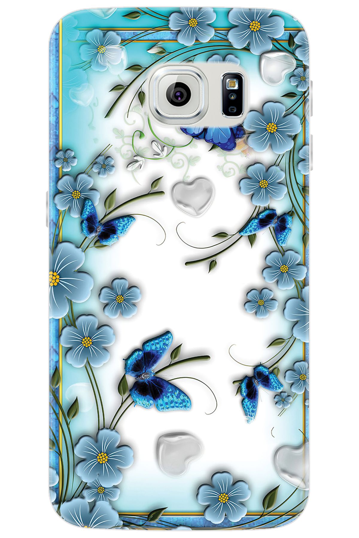 Ceppare Samsung Galaxy S6 EDGE (SM-G925F) Uyumlu Kılıf Desen Silikon Çiçek ve Kelebekler STK:547 CP-7NJNEFH