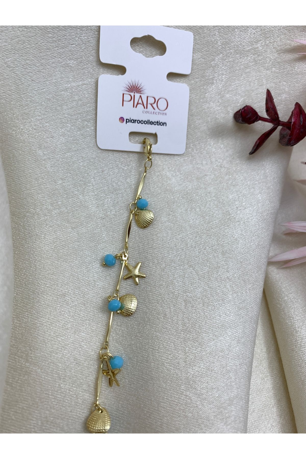 Piaro Collection Deniz Yıldızlı Mavi taşlı Halhal (23+5cm)