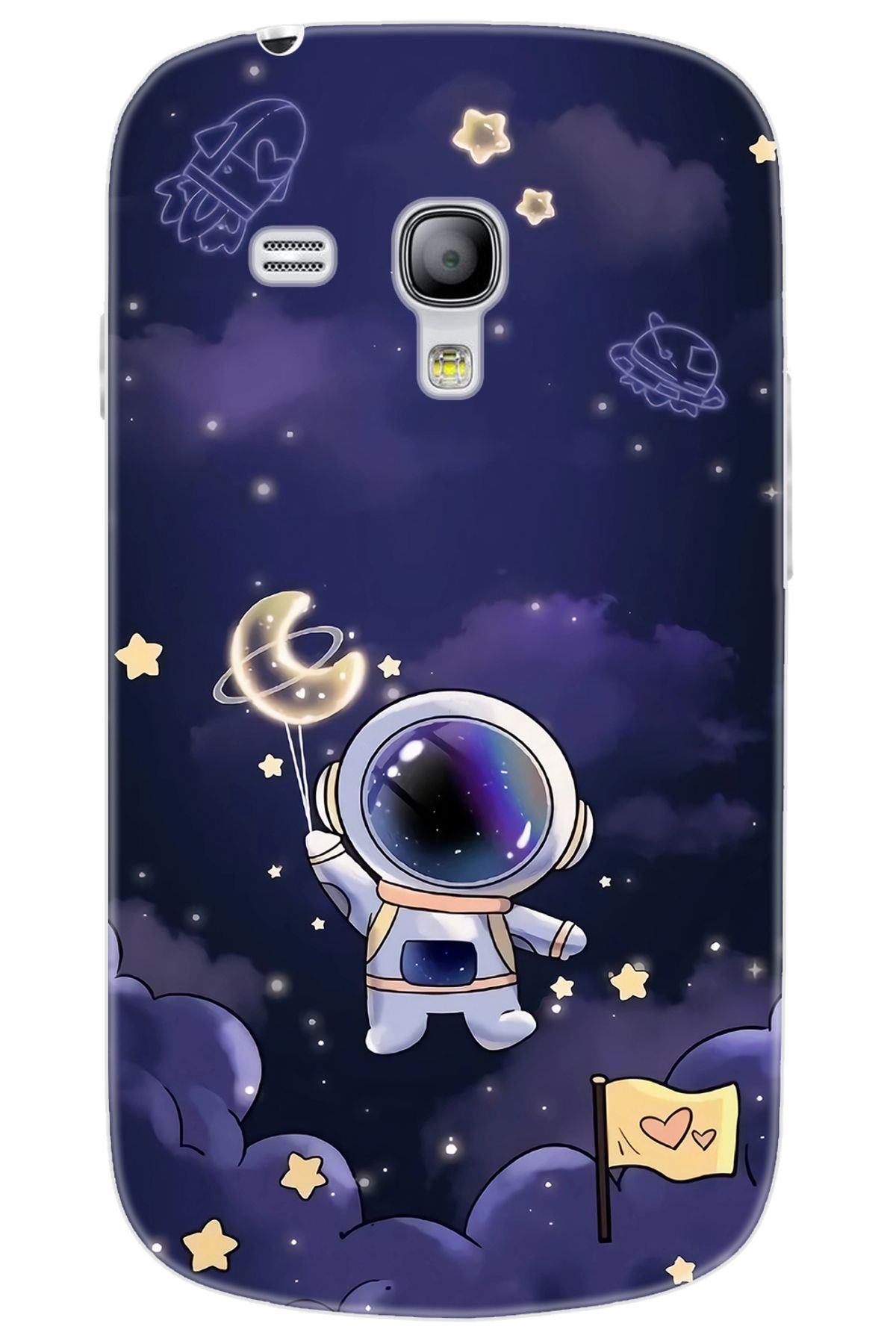 Ceppare Samsung Galaxy S3 Mini (GT-I8190) Uyumlu Kılıf Desen Baskılı Silikon Astronot STK:738 CP-uHwk4ls