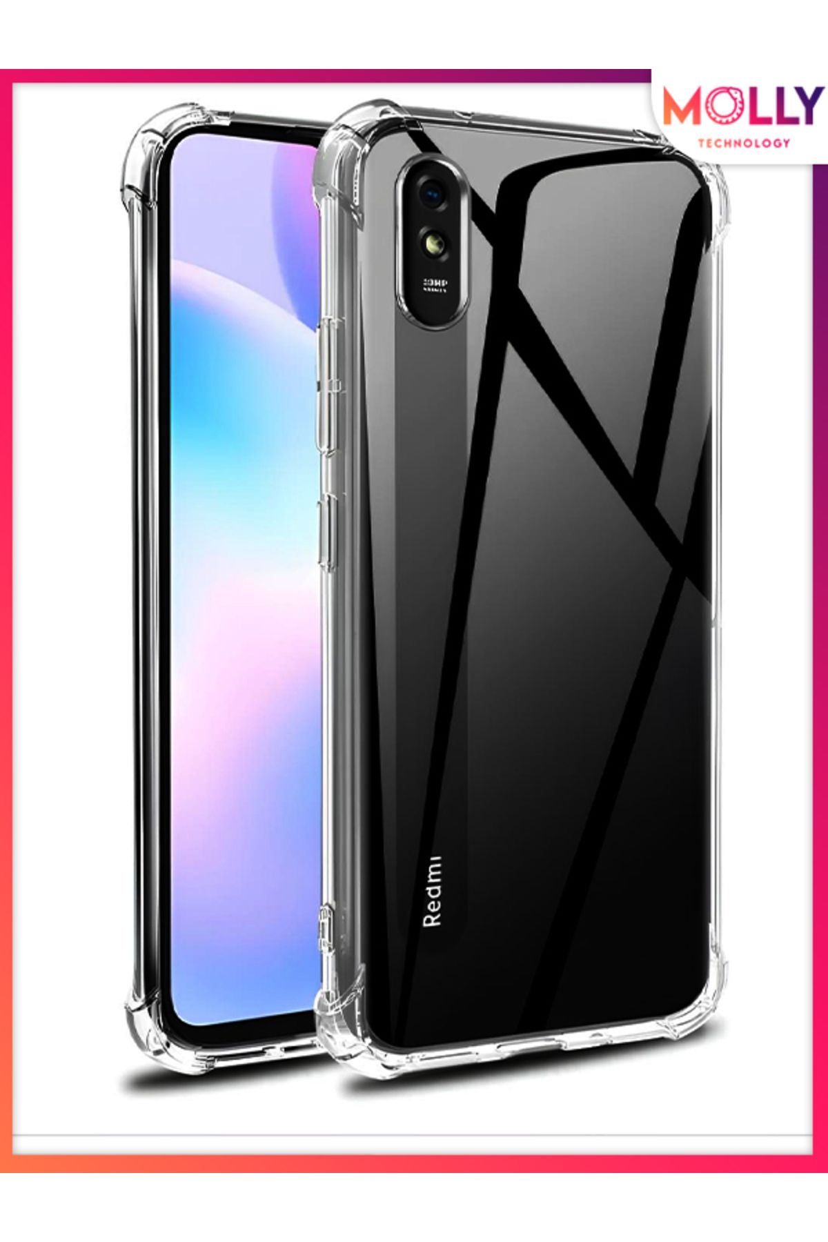 Molly Xiaomi Redmi 9A İçin Köşeleri Takviyeli Antişok Şeffaf Silikon Kılıf