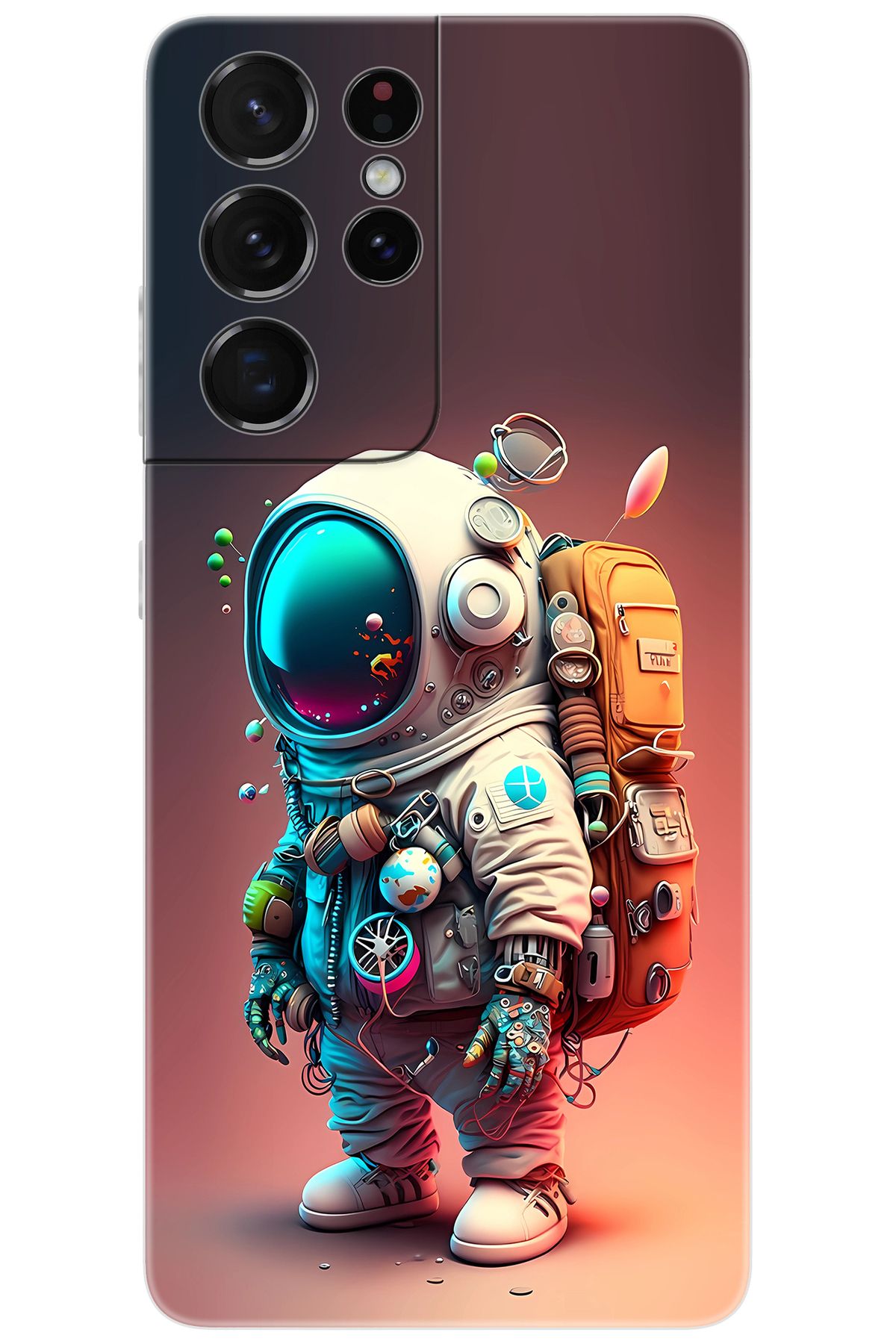 Ceppare Samsung Galaxy S21 ULTRA (SM-G998B) Uyumlu Kılıf Desen Baskılı Silikon Astronot STK:682 CP-FlrsBQl