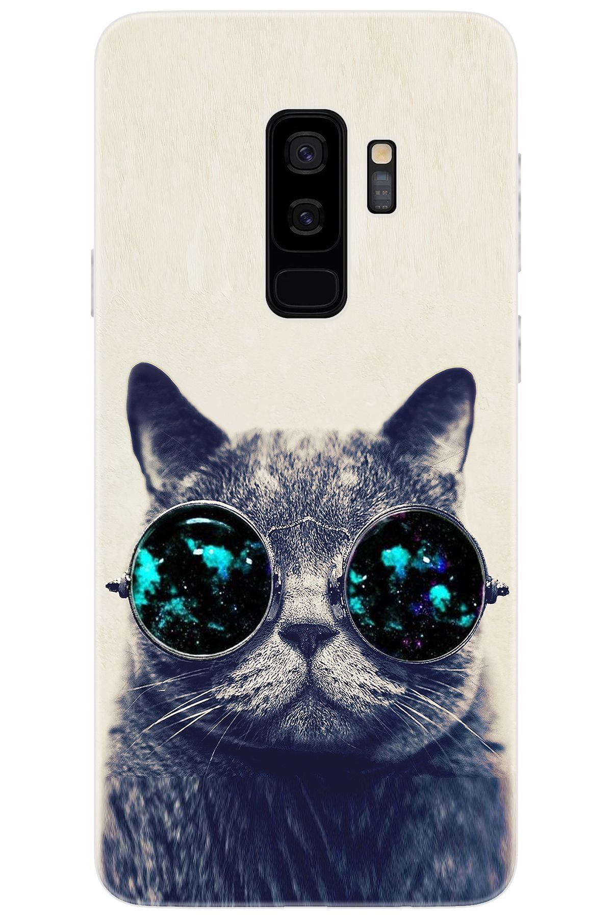 Ceppare Samsung Galaxy S9 PLUS (SM-G965F) Uyumlu Kılıf Desen Baskı Silikon Gözlüklü Kedi STK:236 CP-4pDm7Rd