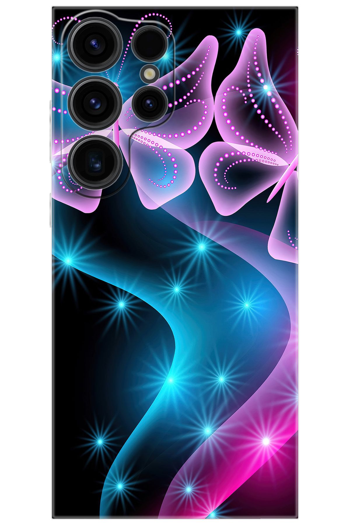 Ceppare Samsung Galaxy S23 ULTRA (SM-S918B) Uyumlu Kılıf Desen Baskı Silikon Kelebek Dalga STK113 CP-q0UxJuo