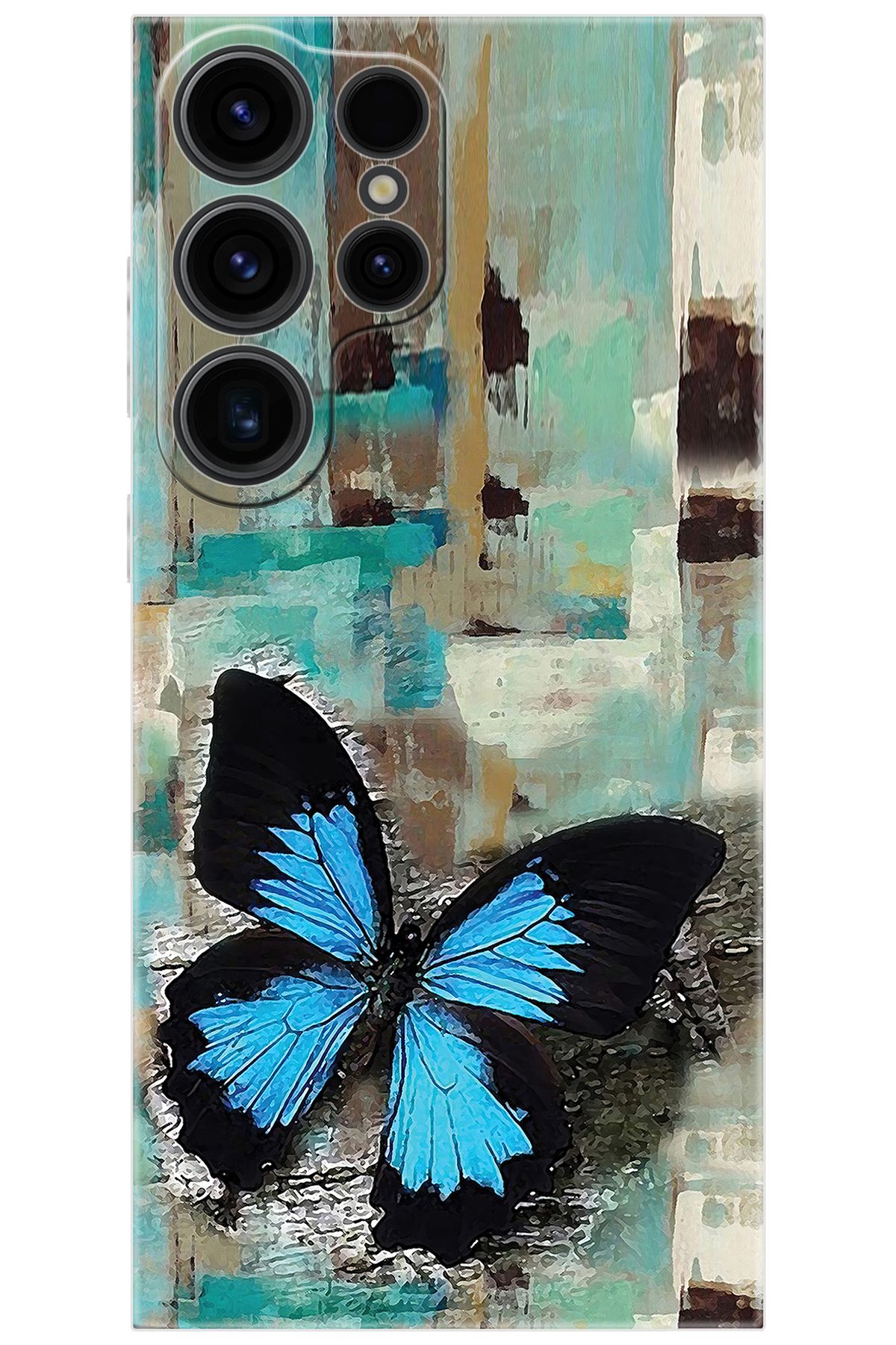 Ceppare Samsung Galaxy S23 ULTRA (SM-S918B) Uyumlu Kılıf Desen Baskı Silikon Kelebek Resim STK549 CP-X5G2TTa