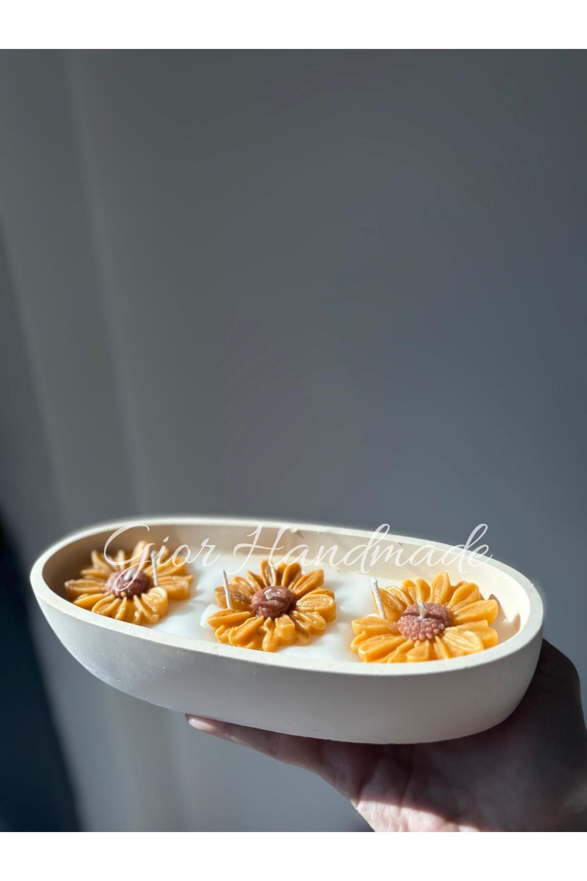 Gior Handmade Oval Model Doğal Soya Wax Aromaterapi Dekoratif Özel Tasarım Alçı Ürün