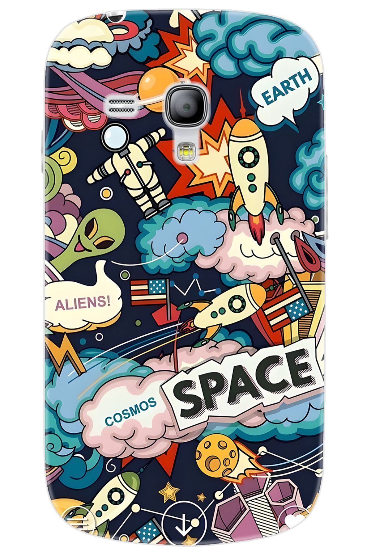 Ceppare Samsung Galaxy S3 Mini (GT-I8190) Uyumlu Kılıf Desen Baskılı Silikon Space STK:633 CP-bNWmYqu