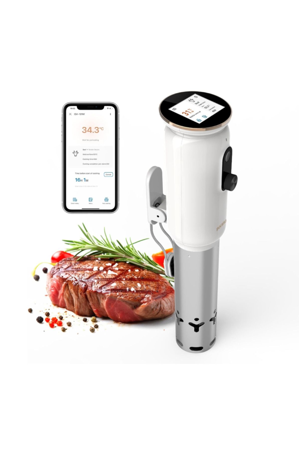 Inkbird WiFi Sous Vide Makinesi ISV-101W 1000 Watt Pişirici 3D Su Sirkülasyonu Uygulama ile Isıtma