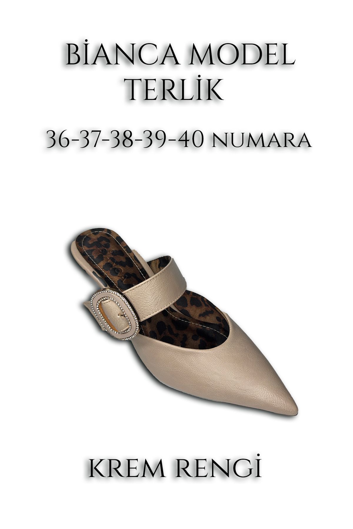 Bianca Model Orta Topuklu Günlük Kullanıma Uygun Leopar Desenli Suni Deri Terlik