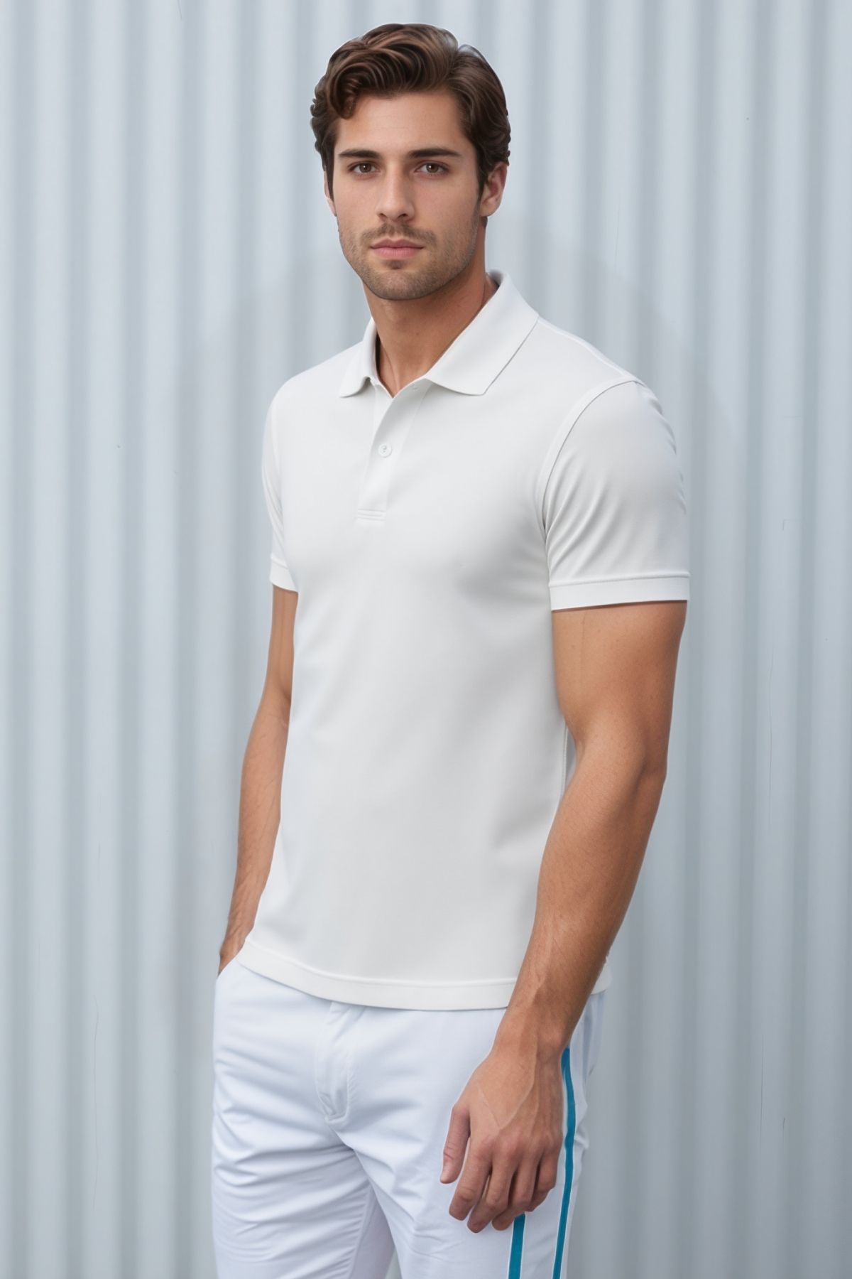 Soweto Erkek Düğmeli Kısa Kol Regular Fit %100 Pamuklu Polo Yaka Basic T-Shirt
