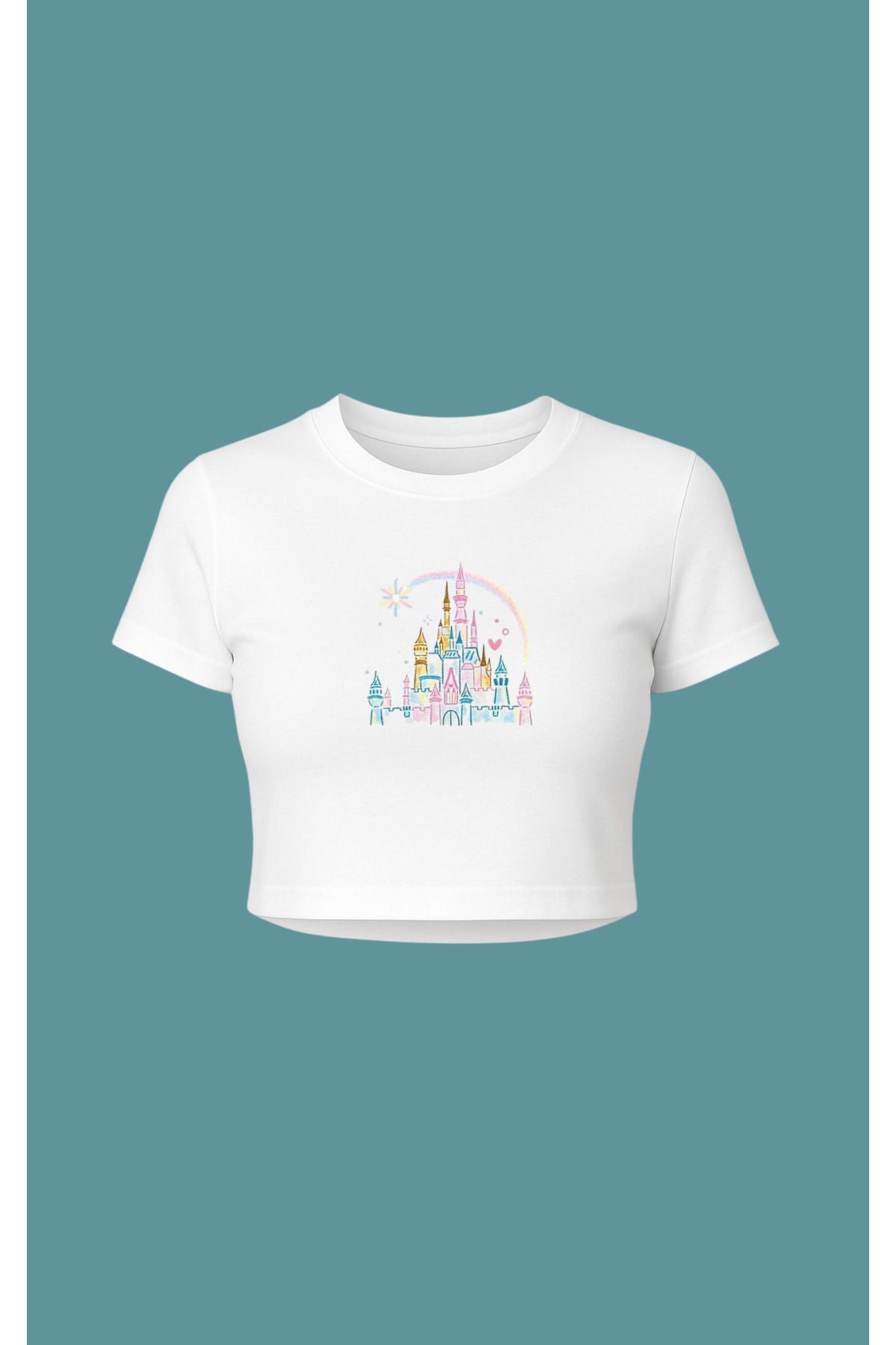 Altair Tr Beyaz Disneyland Baskılı Crop Pinterst Tipi Tşört