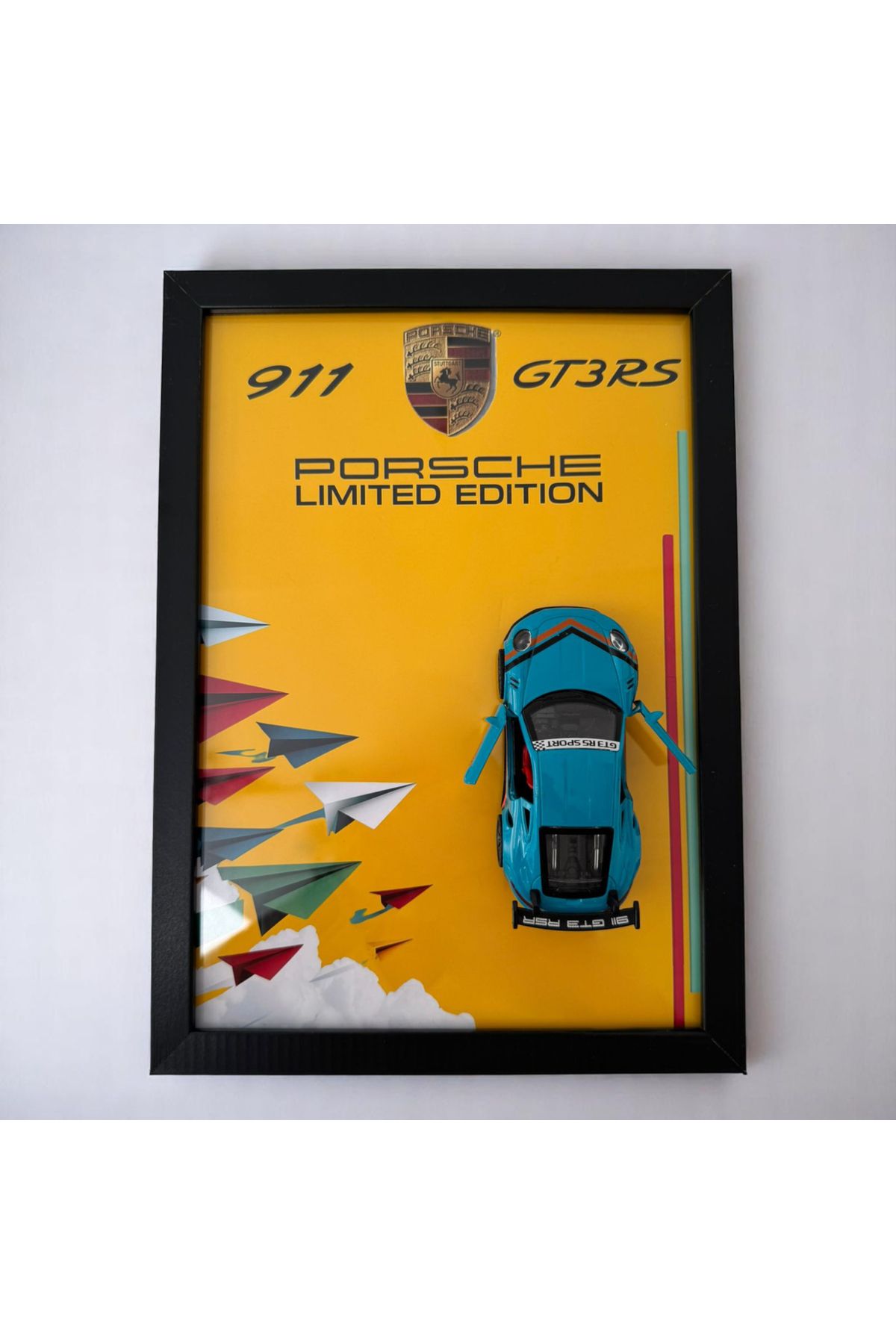 Giftorium Group Porsche 3D Gerçek Maket Araba Tablosu – Diecast Model Tablo Premium Kalite