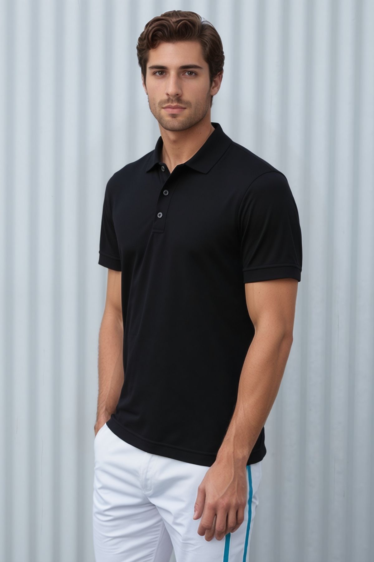 Soweto Erkek Düğmeli Kısa Kol Regular Fit %100 Pamuklu Polo Yaka Basic T-Shirt