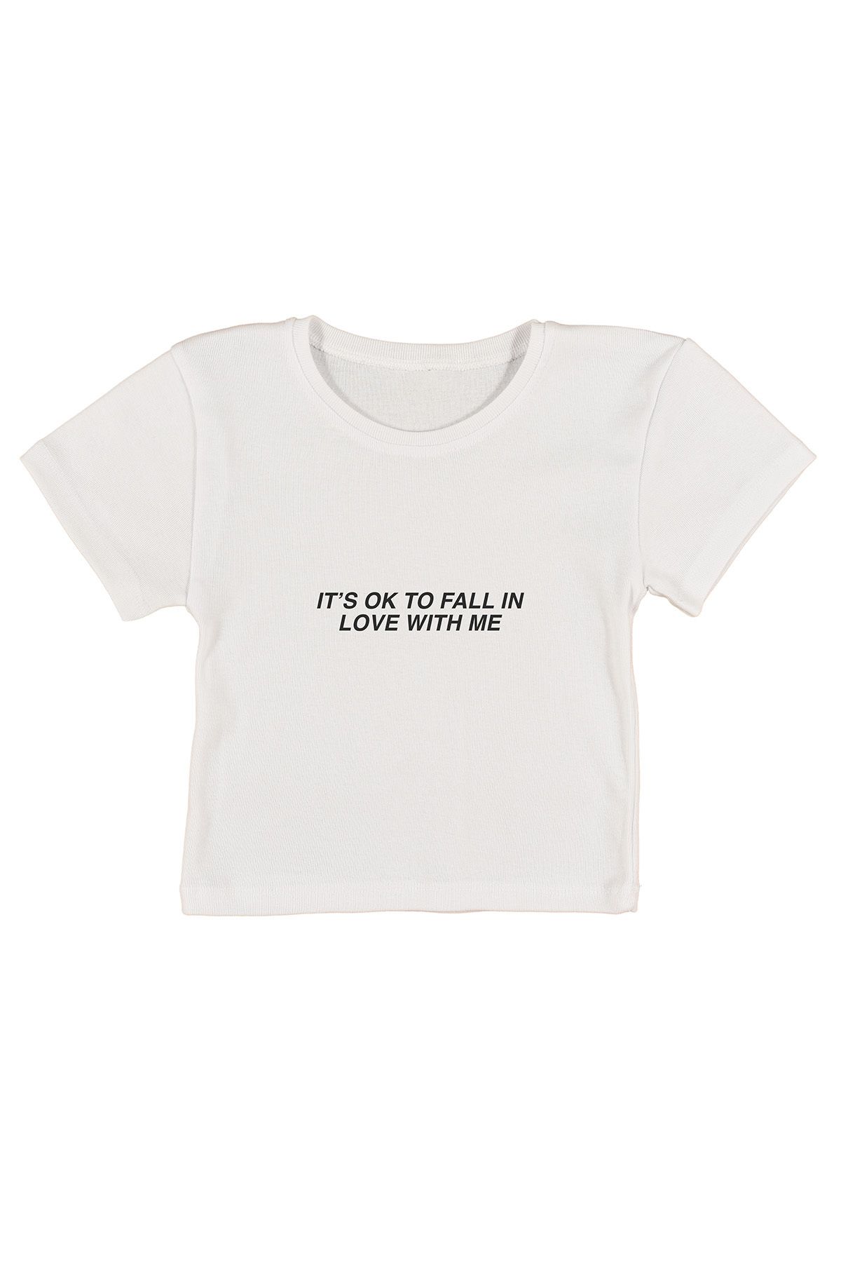 urbvn Its OK Baskılı Beyaz Crop Top