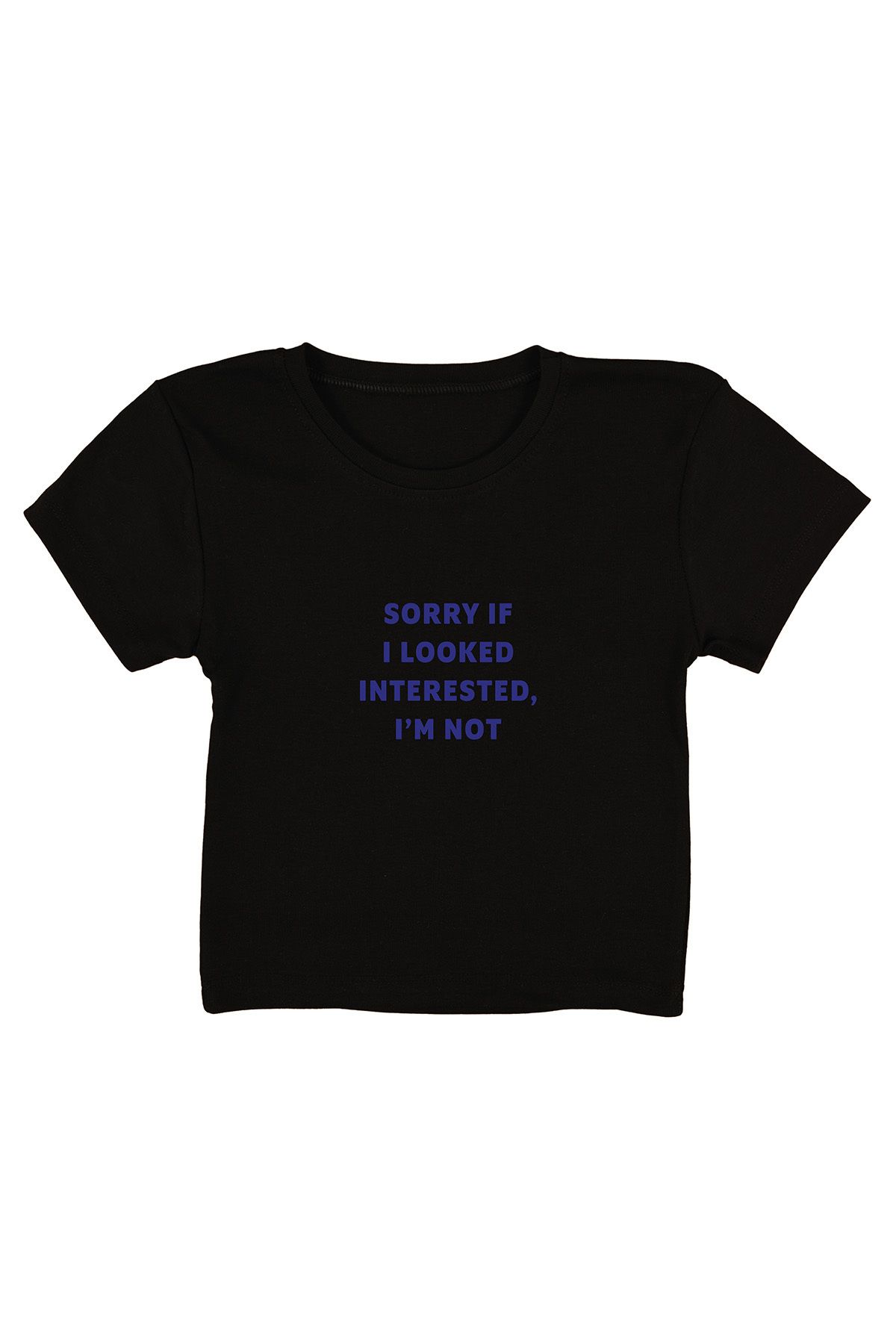 urbvn Sorry Baskılı Siyah Crop Top