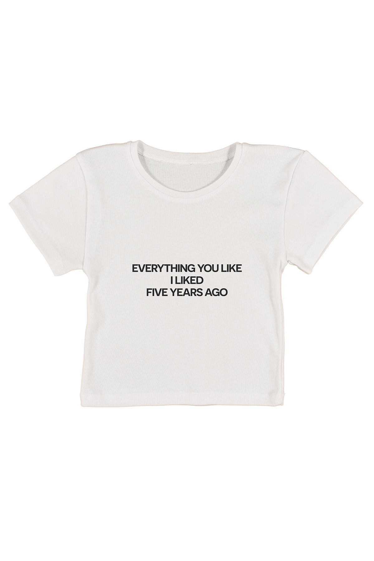 urbvn Everything Baskılı Beyaz Crop Top
