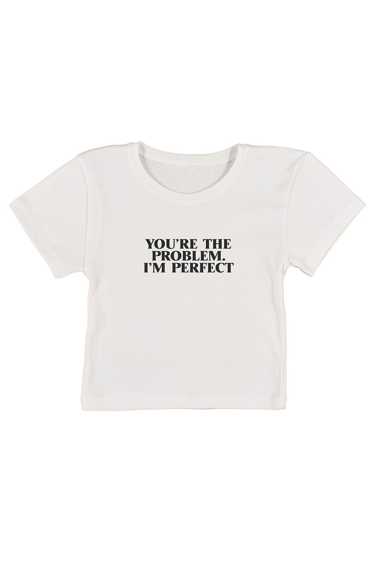 urbvn Perfect Baskılı Beyaz Crop Top