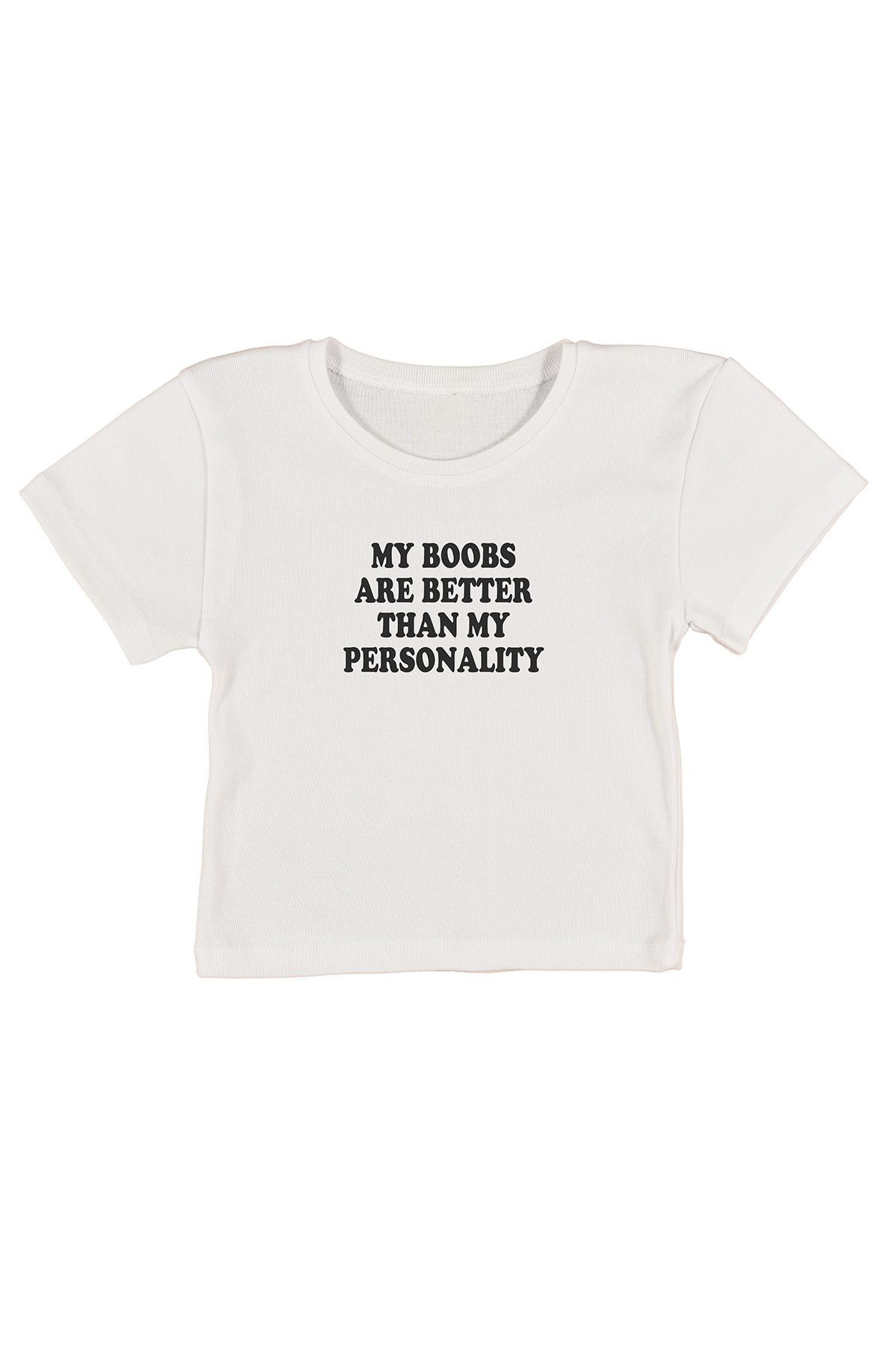 urbvn Boob Baskılı Beyaz Crop Top