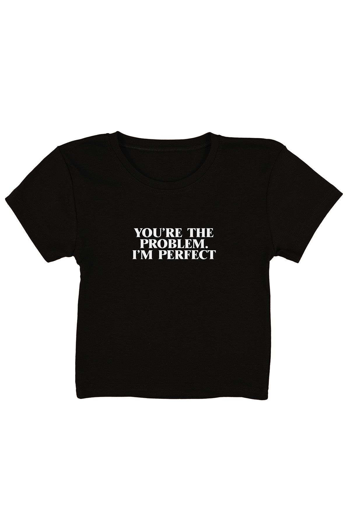 urbvn Perfect Baskılı Siyah Crop Top