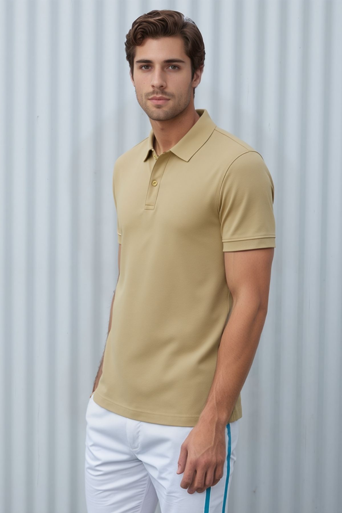 Soweto Erkek Düğmeli Kısa Kol Regular Fit %100 Pamuklu Polo Yaka Basic T-Shirt