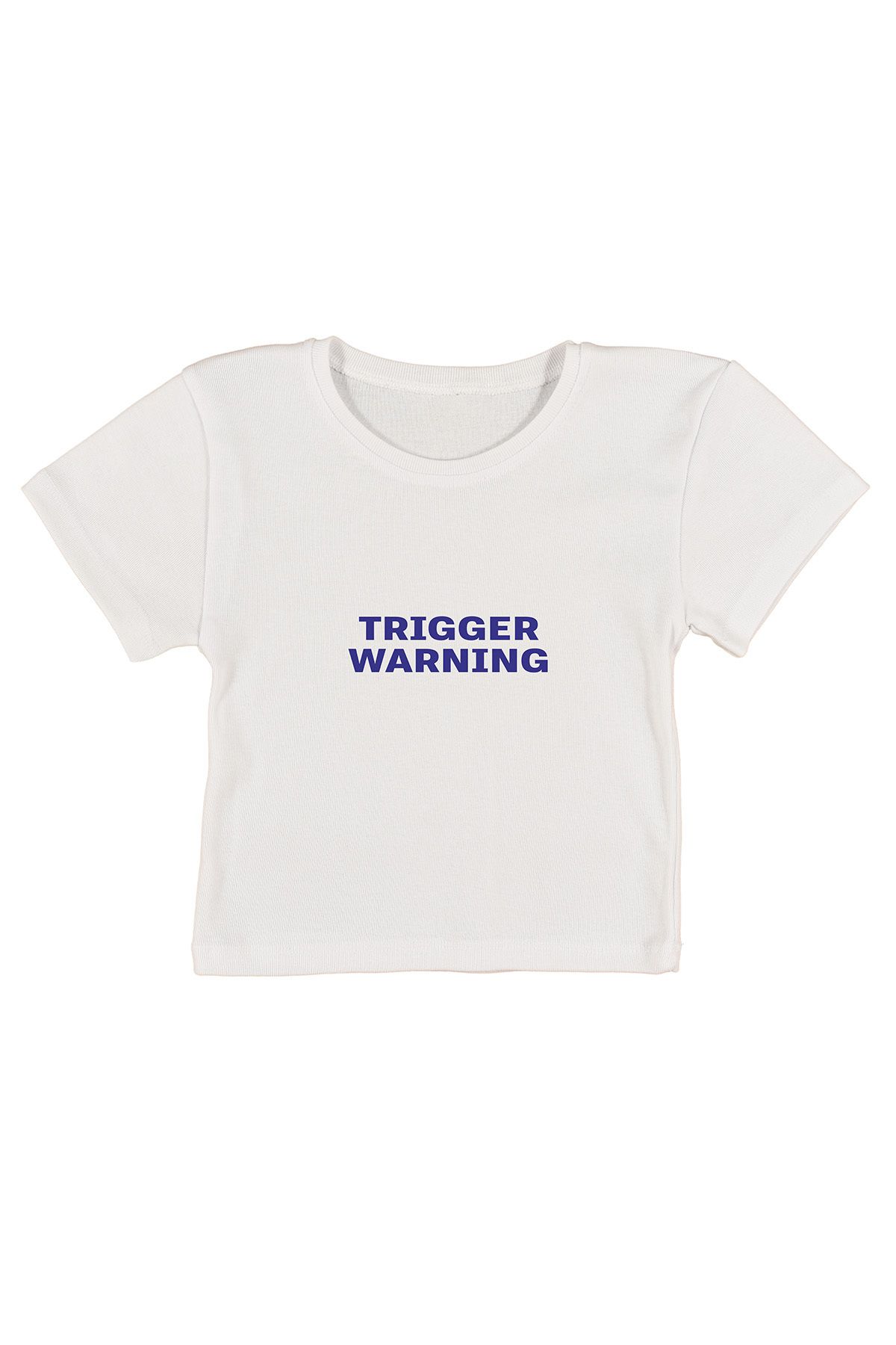 urbvn Trigger Baskılı Beyaz Crop Top